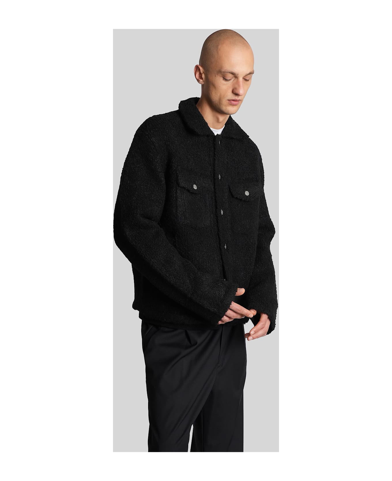 Laneus Casual Jacket In Black Acrylic - black