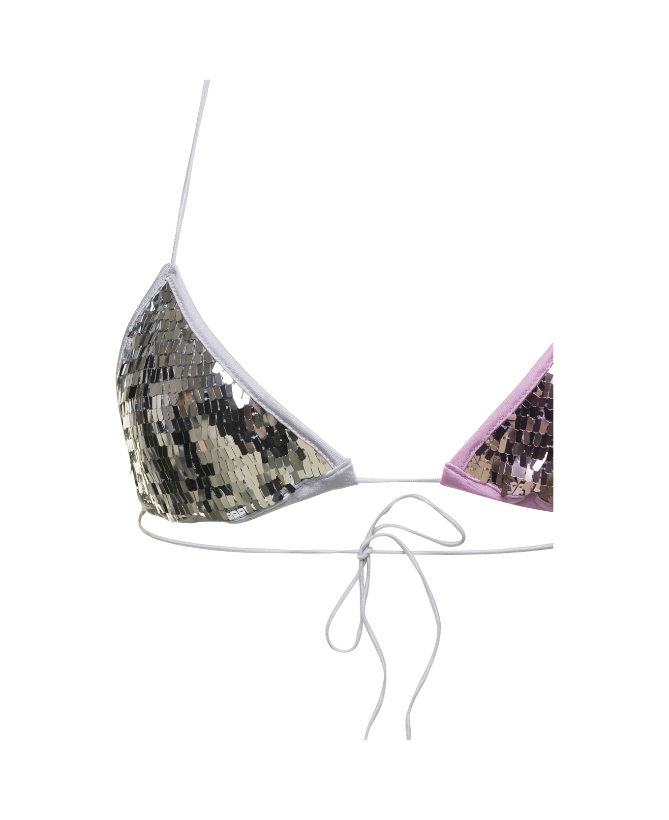 Oseree Multicolor Triangle-shaped Bikini With Sequins All Over In Techno Fabric Woman - Multicolor