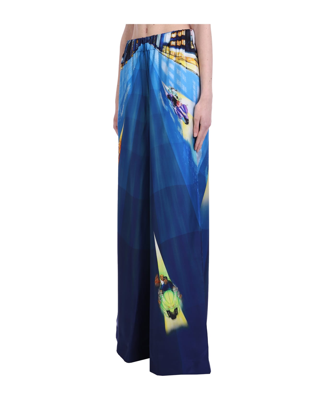 Casablanca Pants In Blue Silk - blue