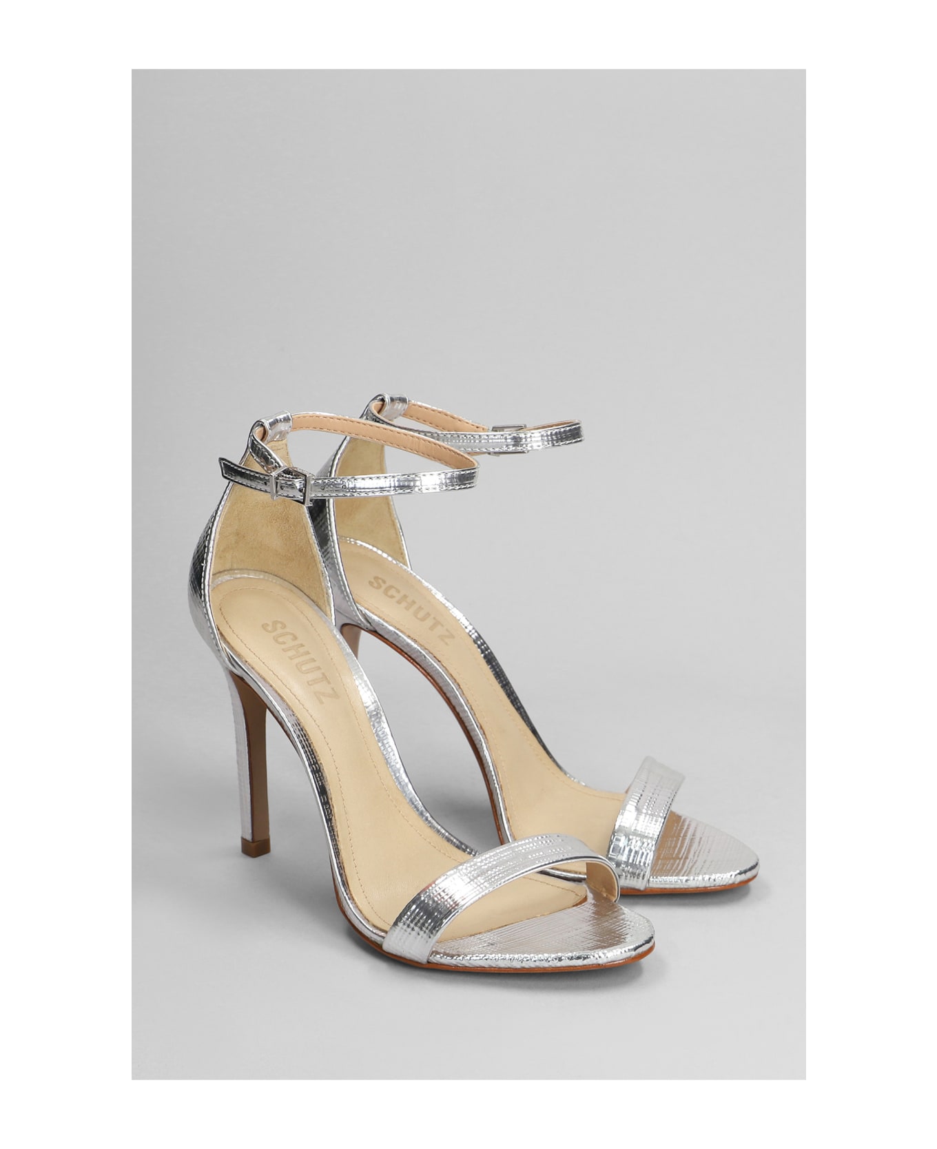 Schutz Sandals In Silver Leather - silver サンダル
