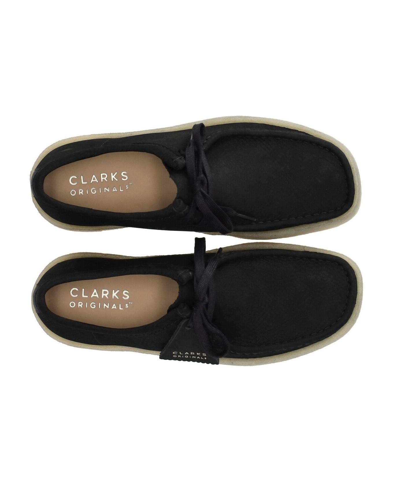 Clarks Wallabee Cup Lace Up Shoes In Black Nubuck - Nero