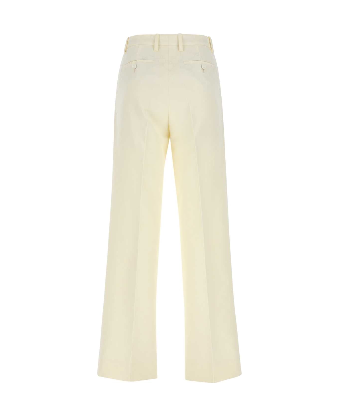 Gucci Embroidered Cotton Blend Wide-leg Pant - Beige