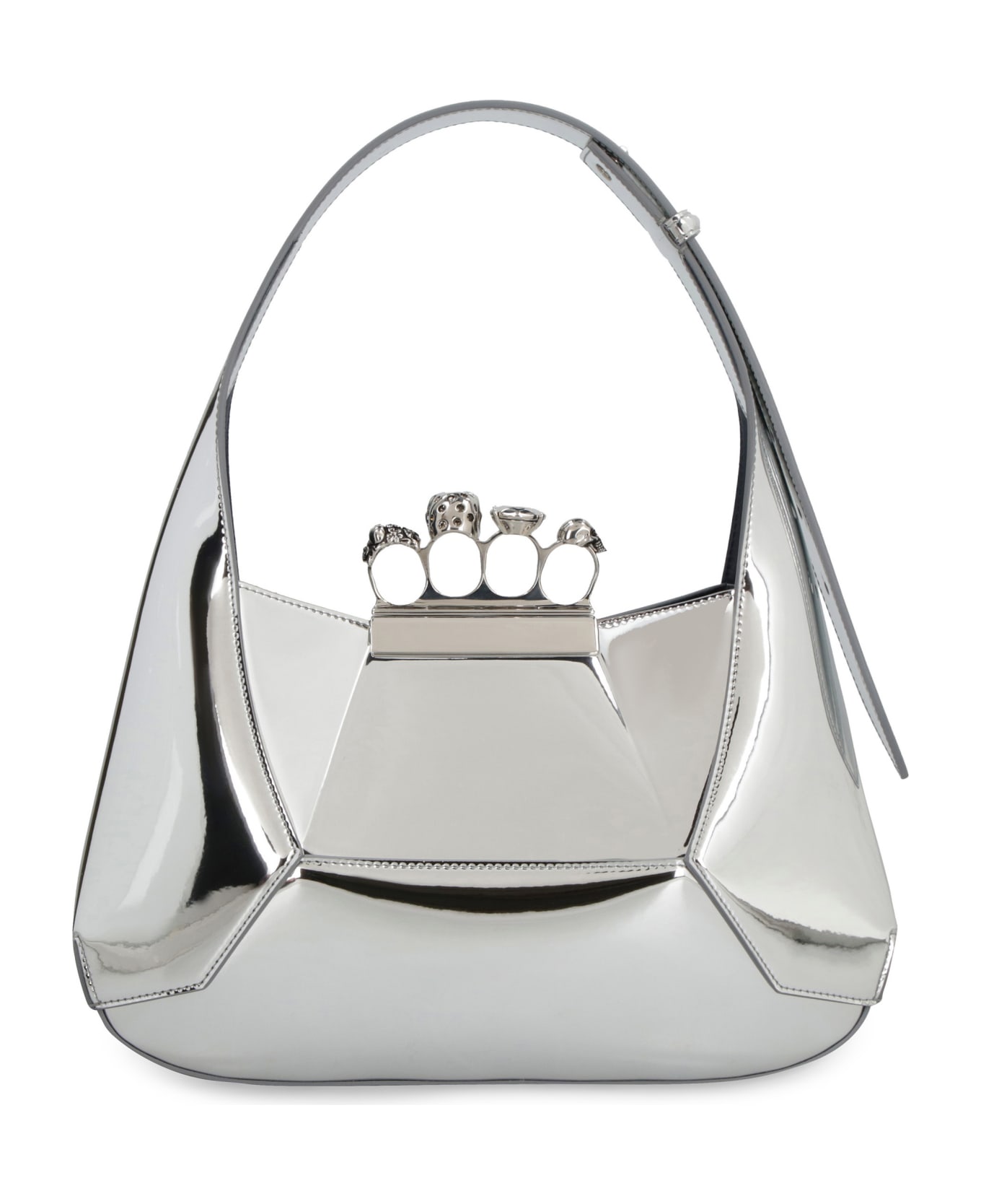 Alexander McQueen Hobo Bag With Four Rings Detail - silver トートバッグ