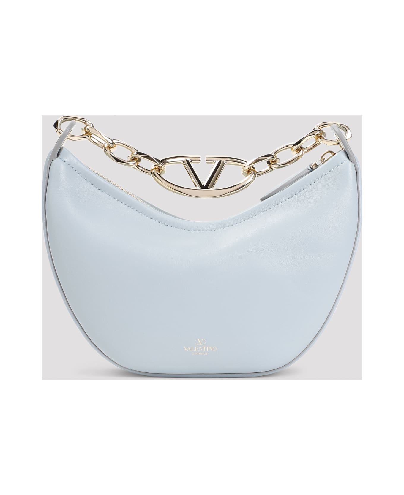 Valentino Garavani Light Blue Leather Mini Hobo Vlogo Moon Handbag - BLUPORCELLANA
