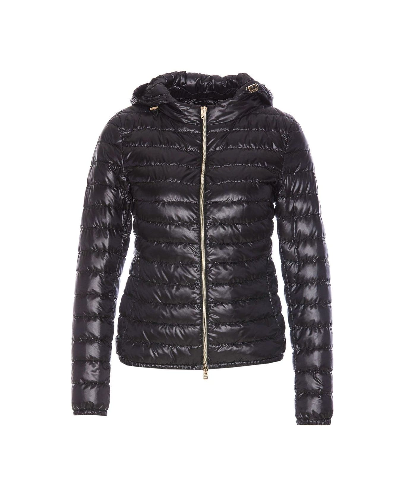 Herno Zip-up Hooded Down Jacket - BLACK