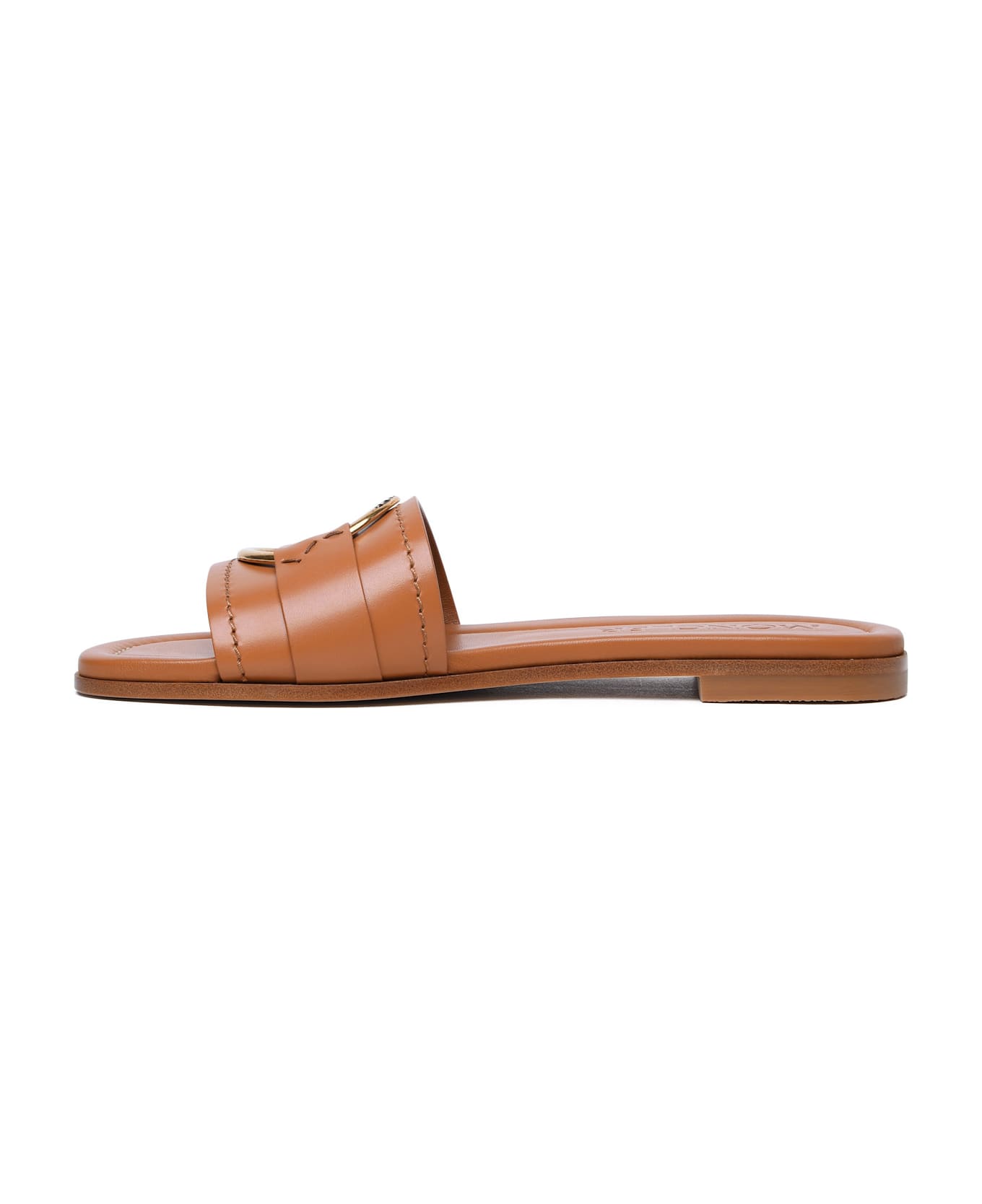 Moncler 'bell' Caramel Leather Slippers - Beige