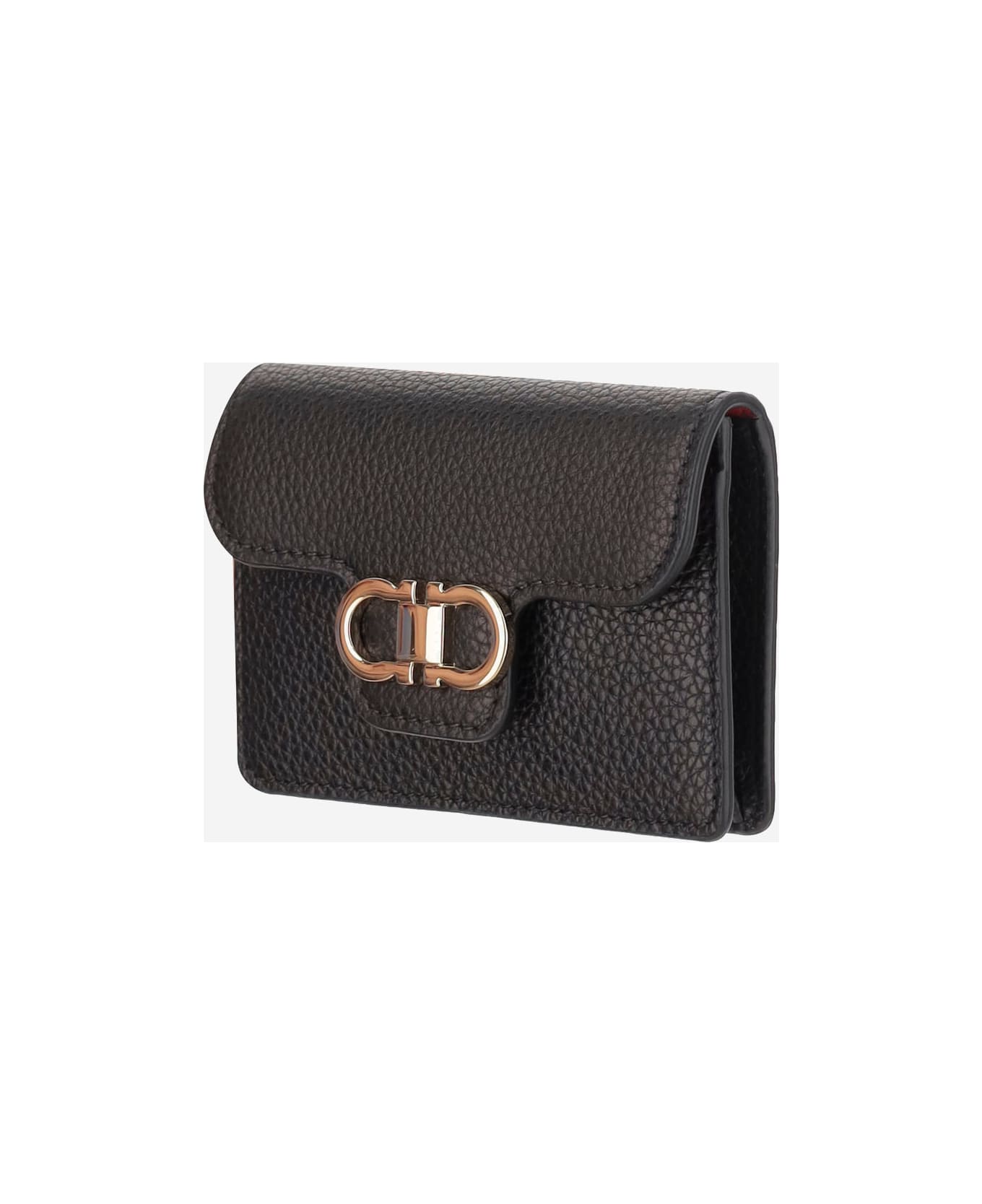Ferragamo Gancini Leather Wallet - Black