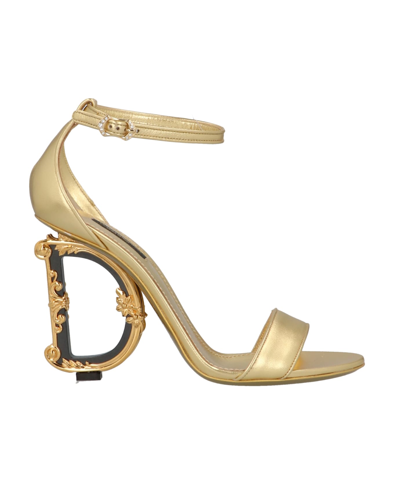Dolce & Gabbana Logo Heel Sandals - Gold
