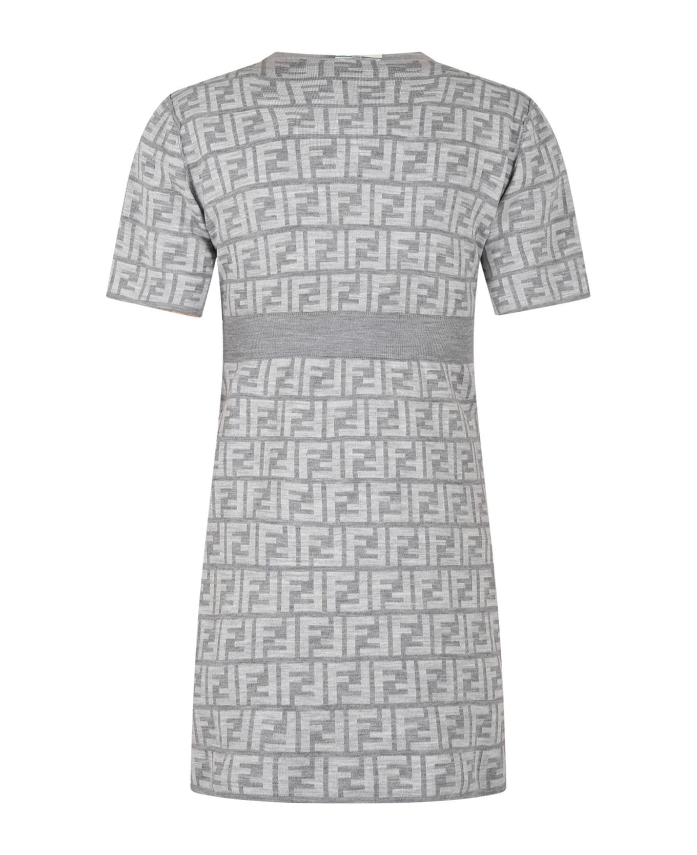 Fendi Grey Reversible Dress For Girl With Double F - Grey ワンピース＆ドレス