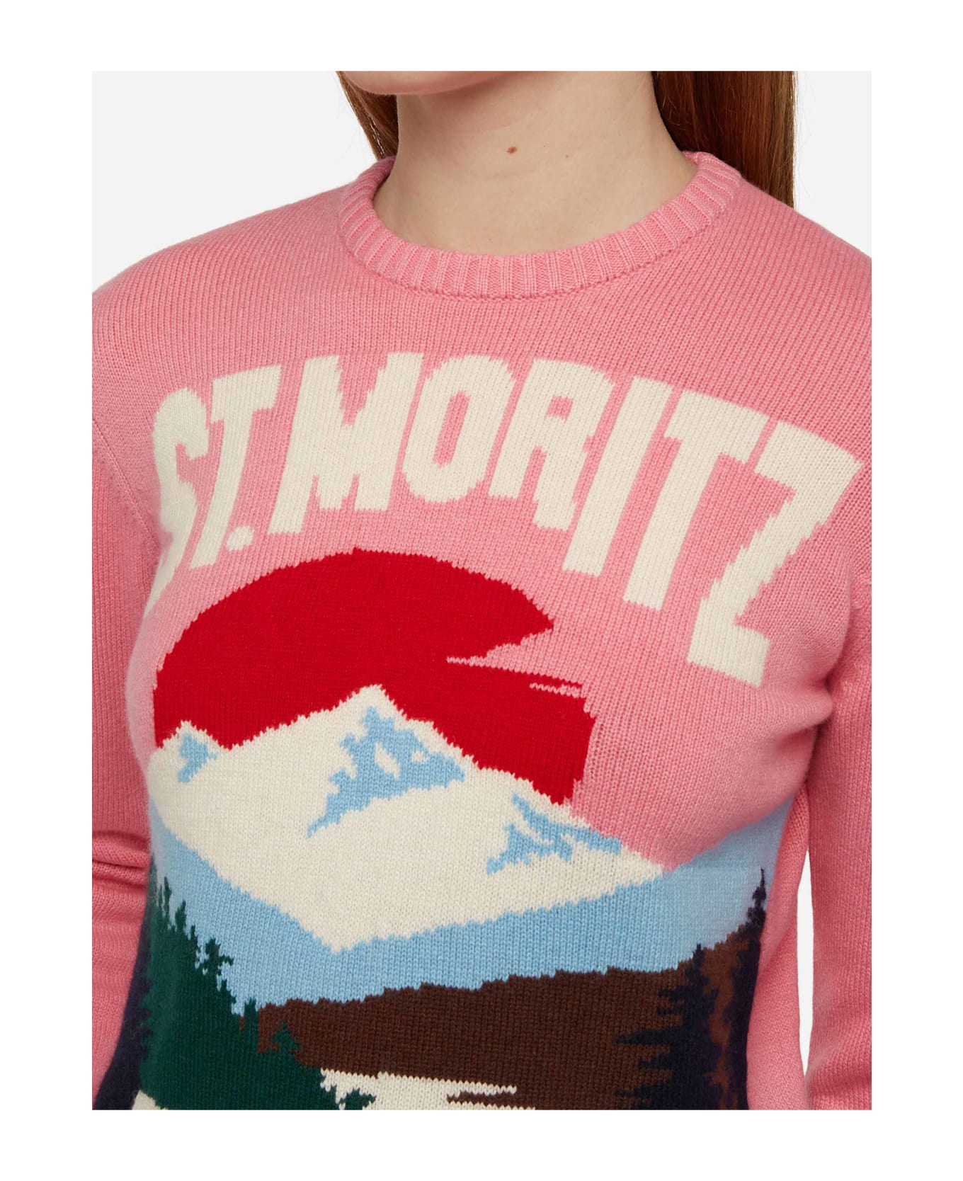 MC2 Saint Barth Woman Pink Sweater New Queen St. Moritz Postcard Print - PINK