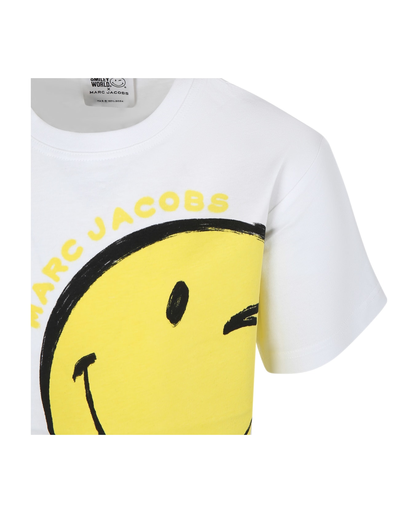 Little Marc Jacobs White T-shirt For Boy With Smiley And Logo - White