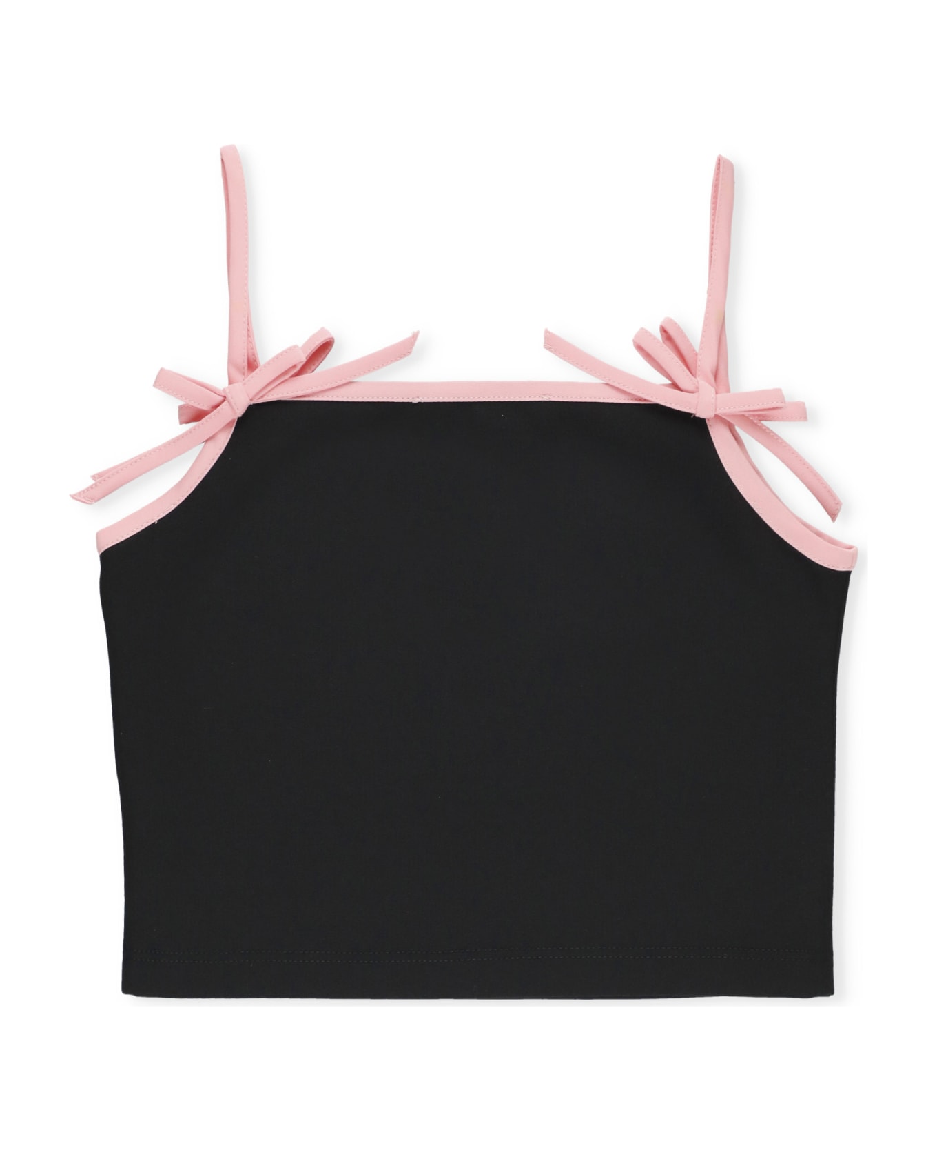 MSGM Cropped Top With Logo - Black
