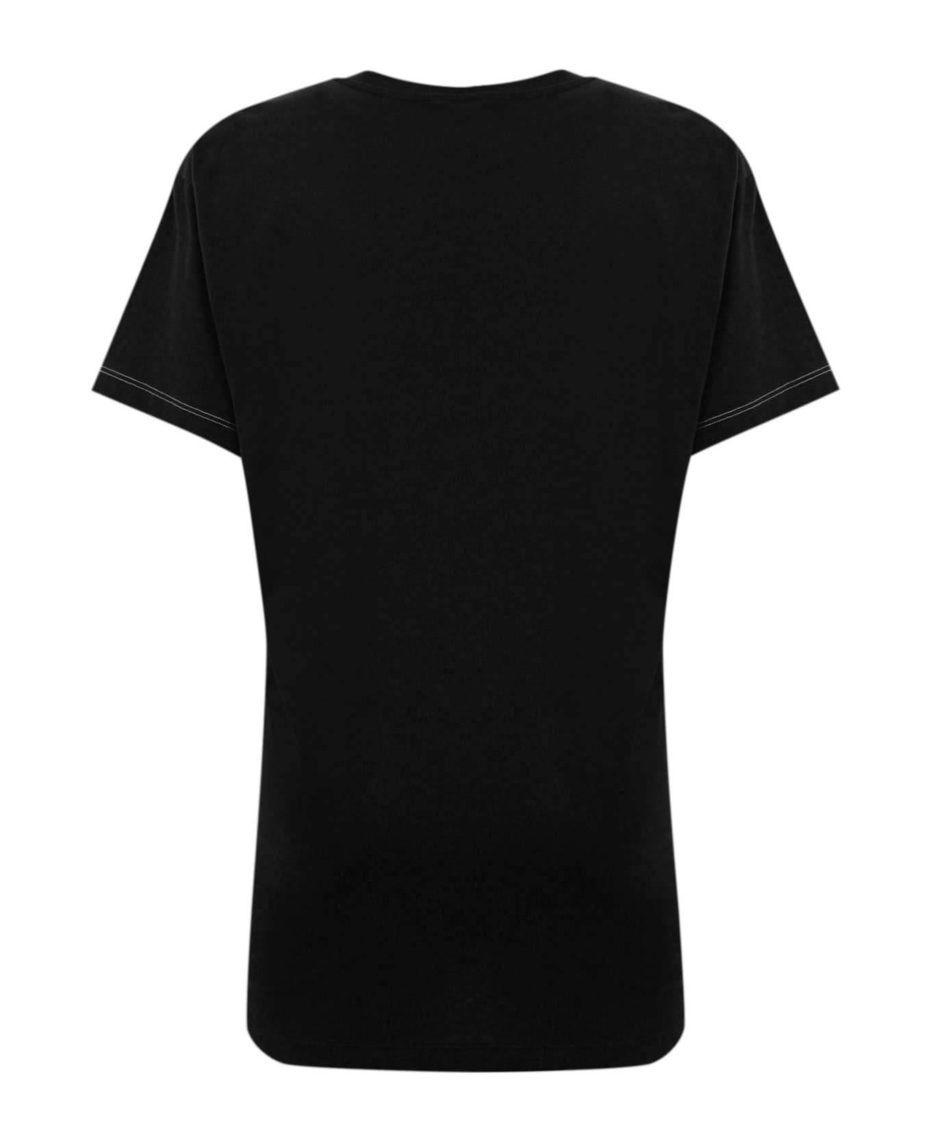 Elisabetta Franchi Jersey T-shirt With Print And Satin Bands - Nero