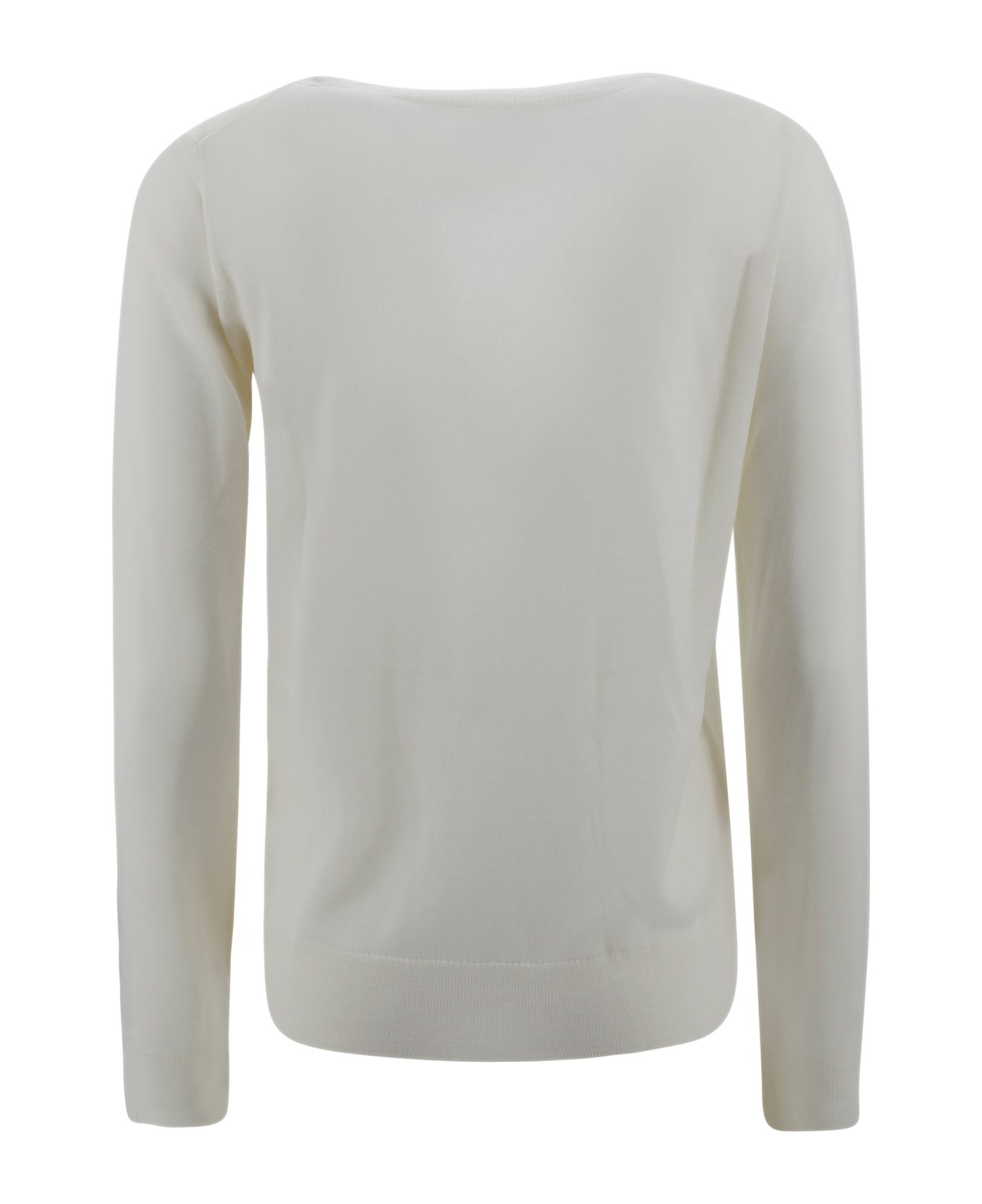 Parosh V-neck Long-sleeved Jersey - Cream