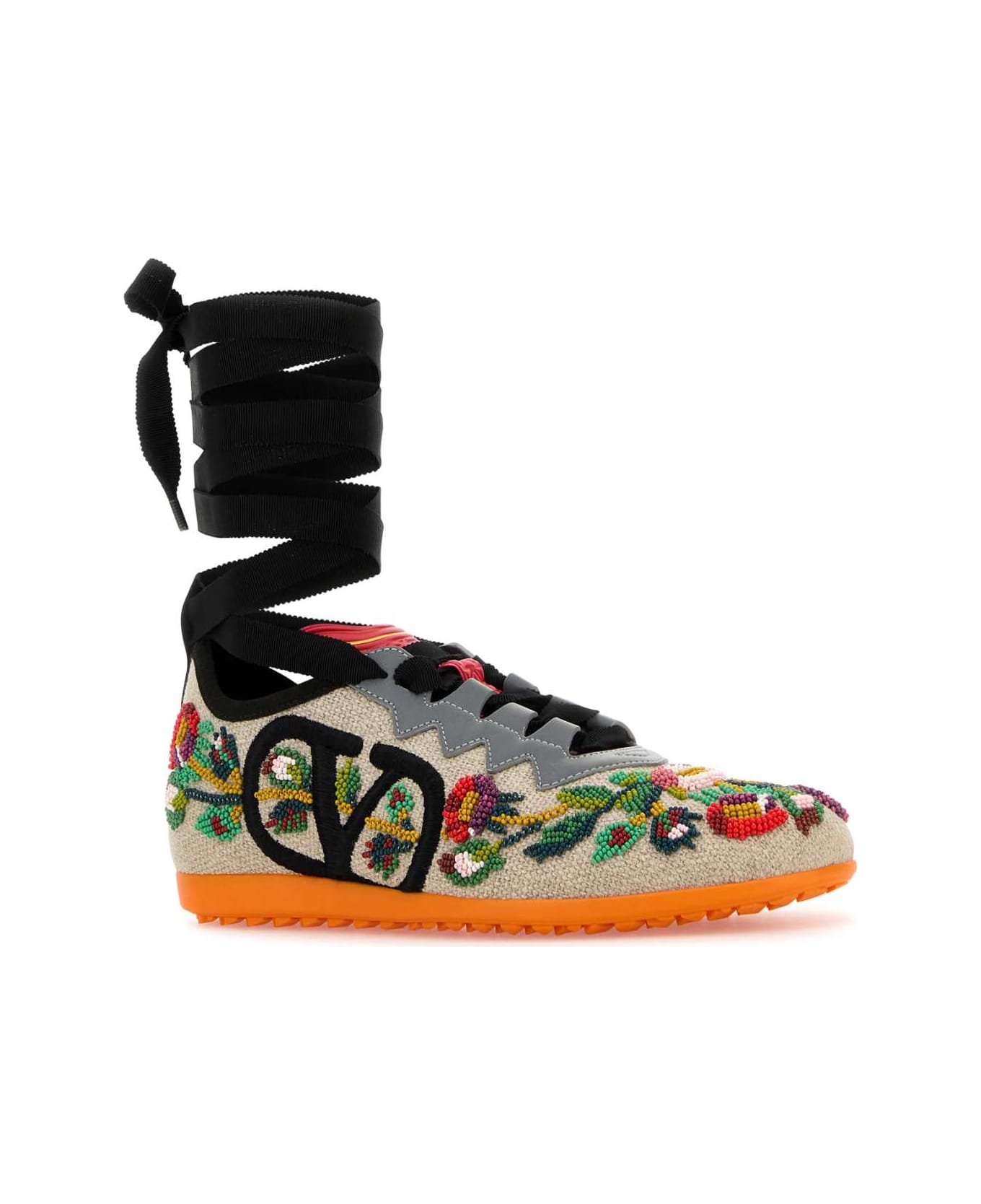 Valentino Garavani Embellished Canvas Chromathon Sneakers - GREZZOMULTICOLORGRIGIOPUMPKIN