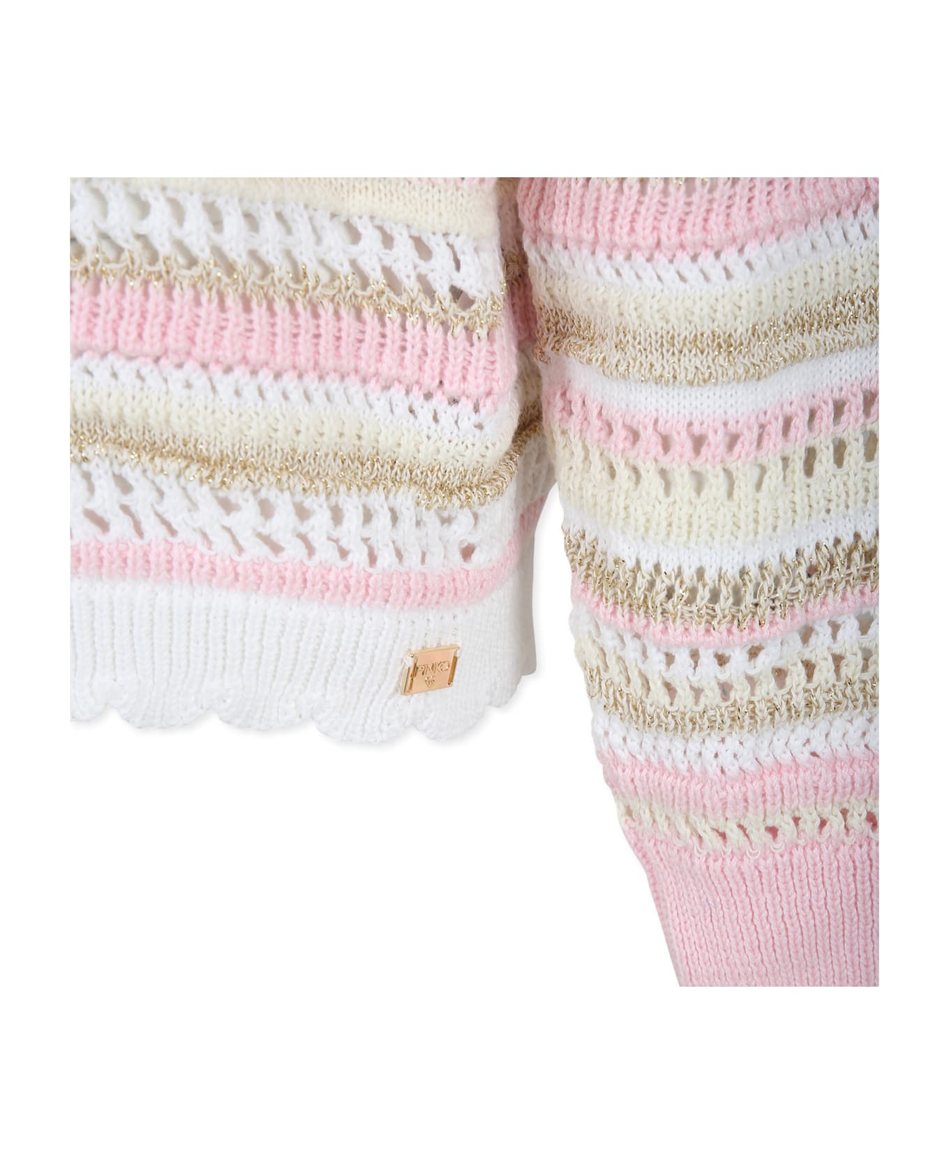 Pinko Pink Sweater For Girl With Logo - Multicolor