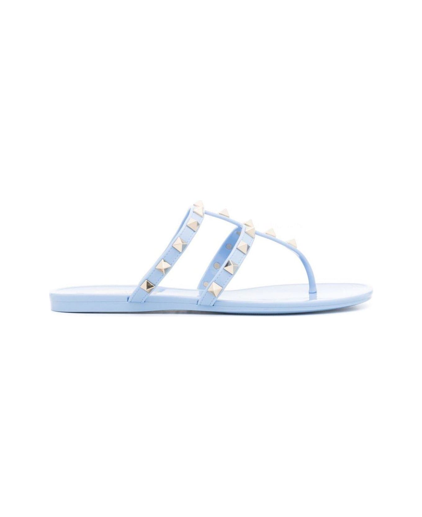 Valentino Garavani Garavani Rockstud Open Toe Flat Sandals - Clear Blue