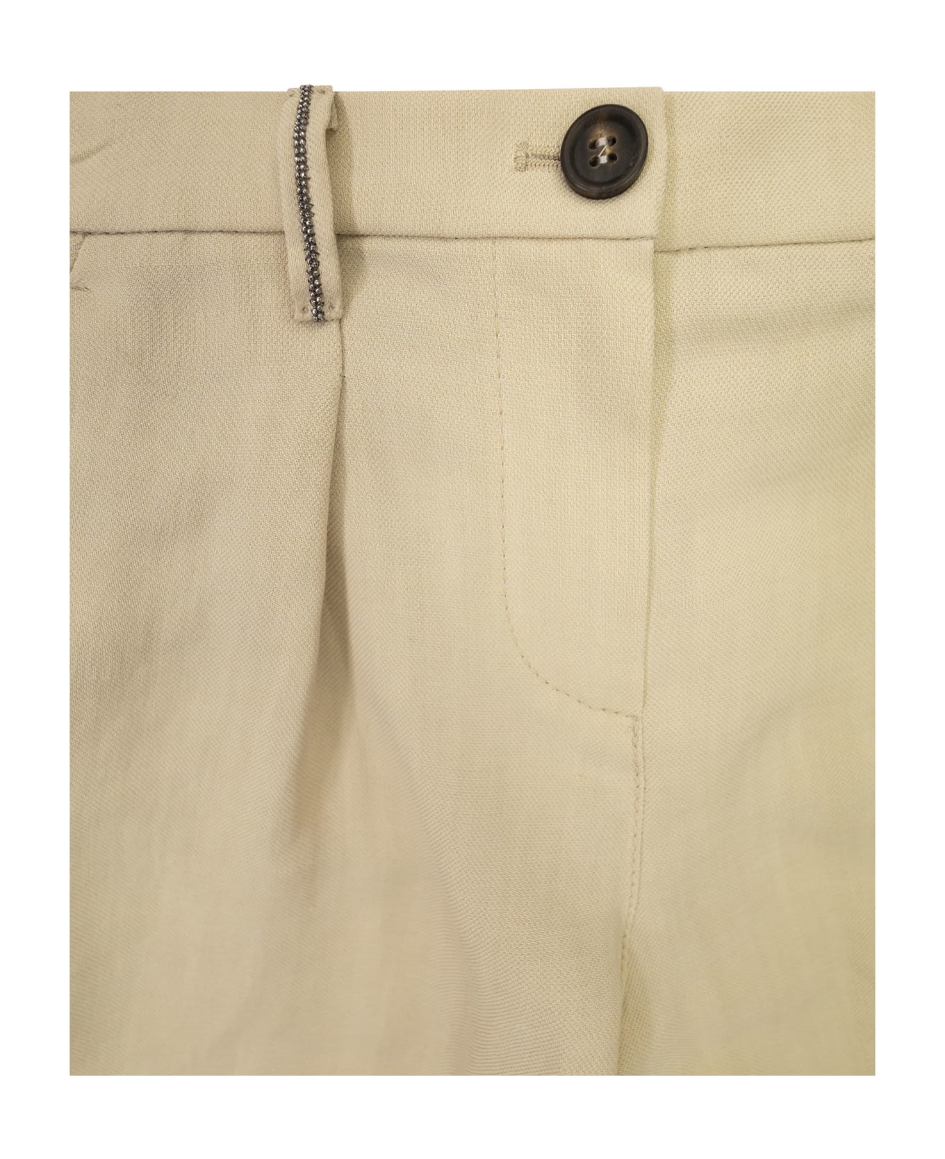 Brunello Cucinelli Viscose And Linen Shorts With Necklace - Butter ボトムス