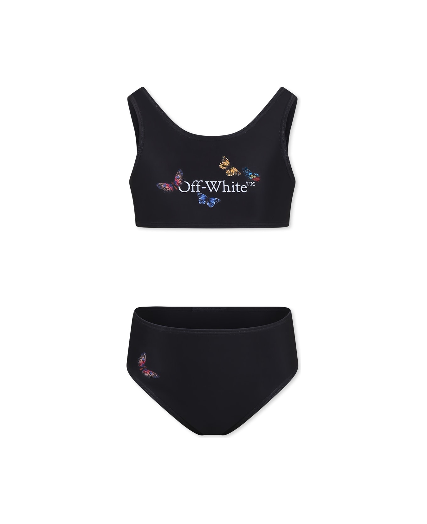 Off-White Black Bikini For Girl With Logo - Black