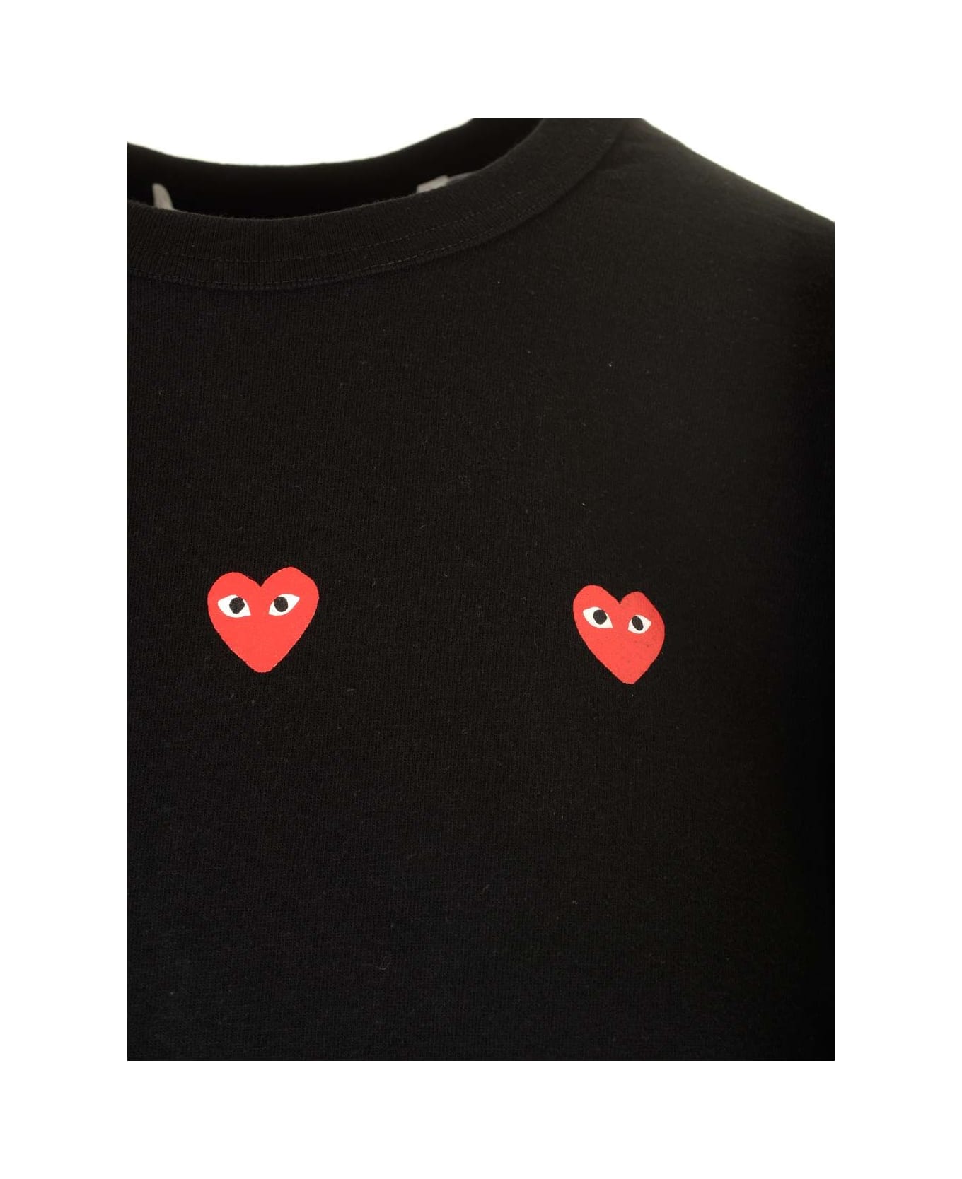 Comme des Garçons Play T-shirt With Red Hearts - Black