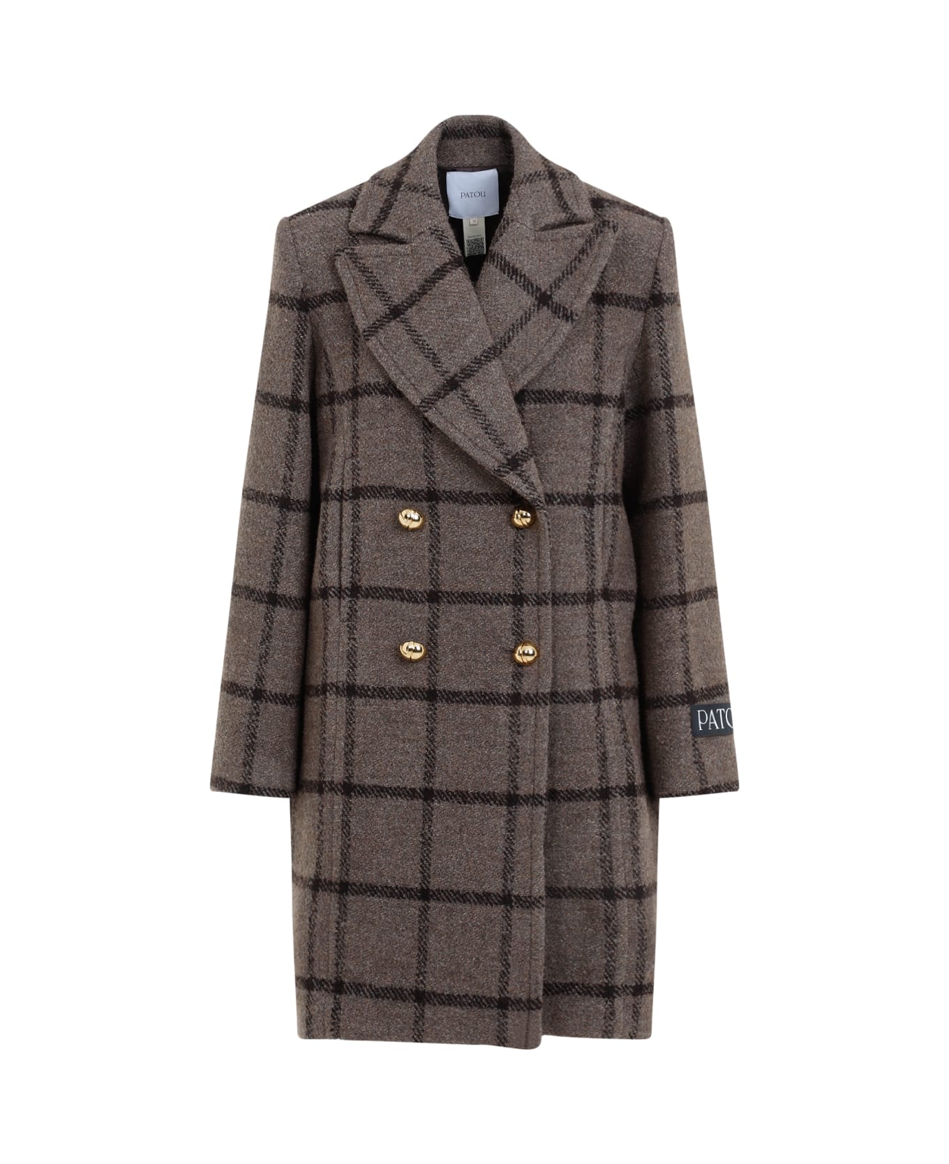 Patou Soft Tailored Coat - Gray Checkerboard