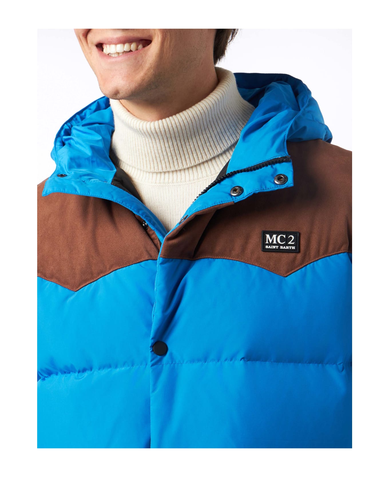 MC2 Saint Barth Man Bluette Hooded Down Jacket Baxter - BLUETTE