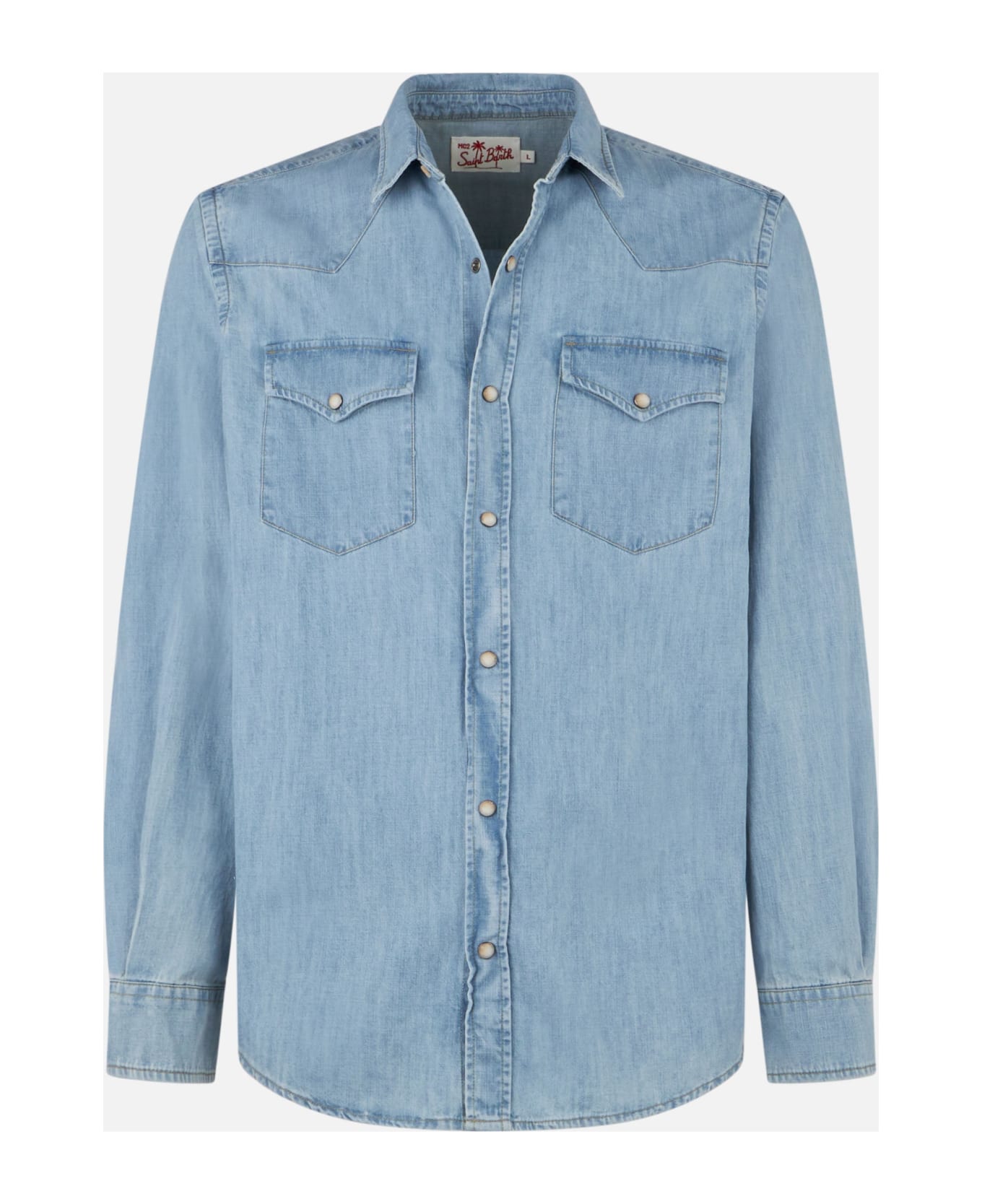 MC2 Saint Barth Man Denim Cotton Shirt - BLUE