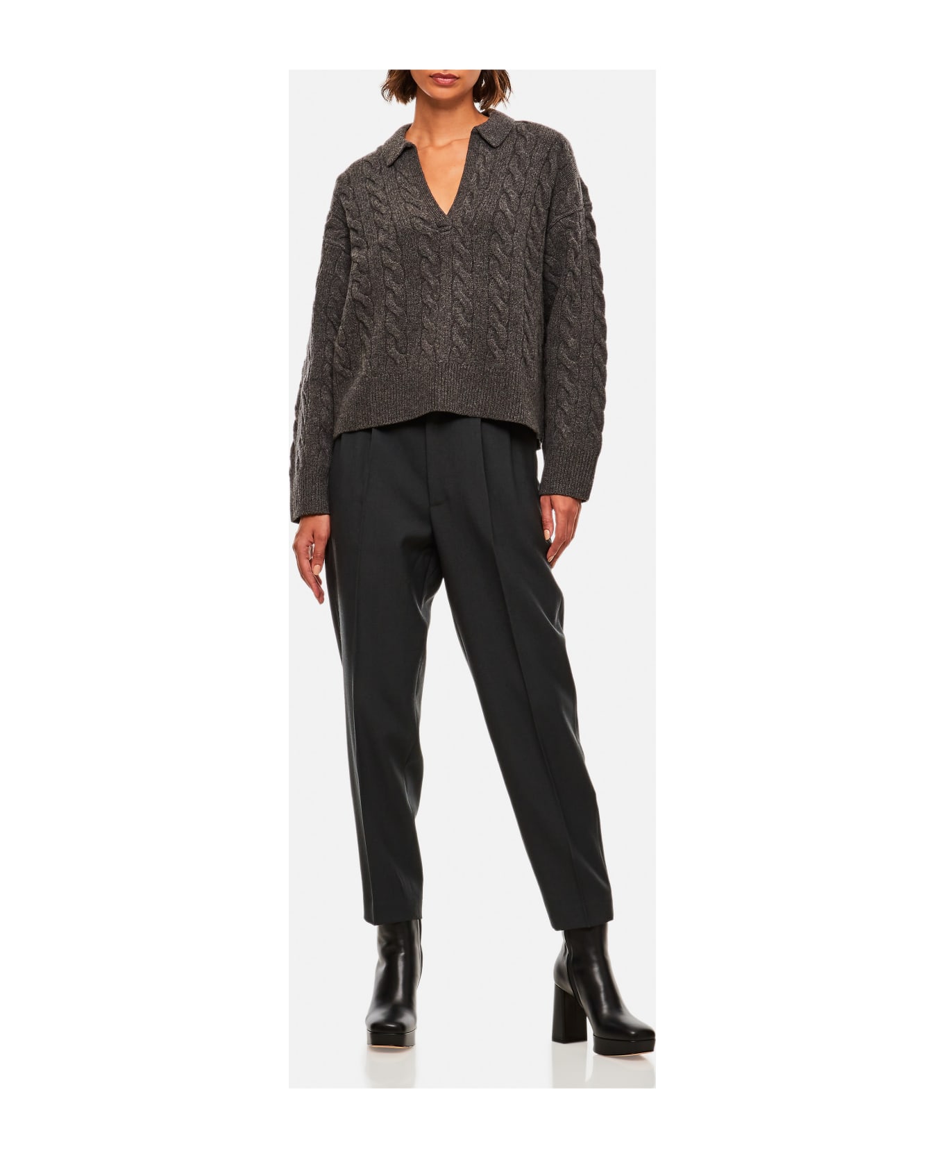 Quira Wool Tailored Trousers - Grey