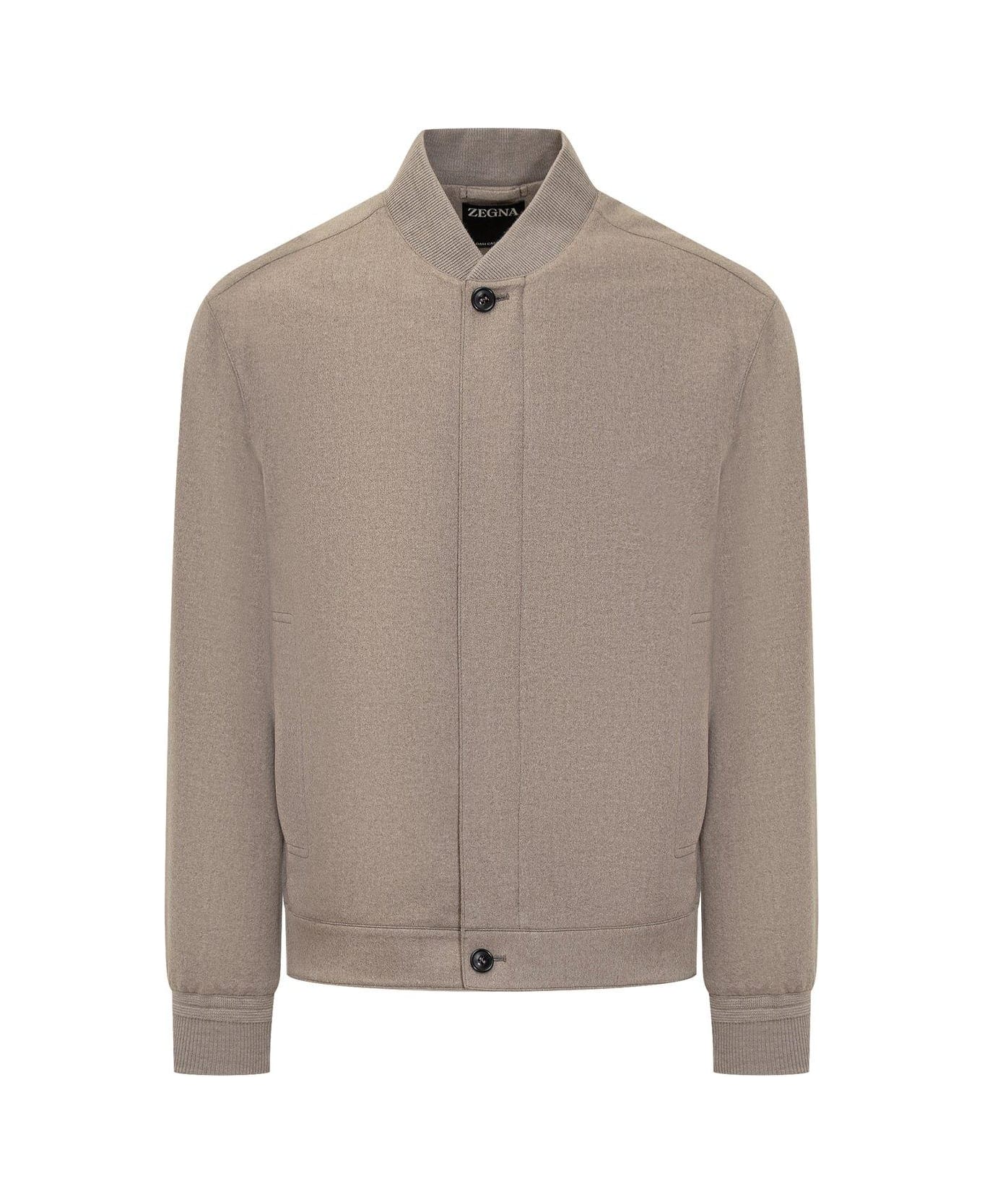 Zegna Oasi Buttoned Long-sleeved Jacket - Beige