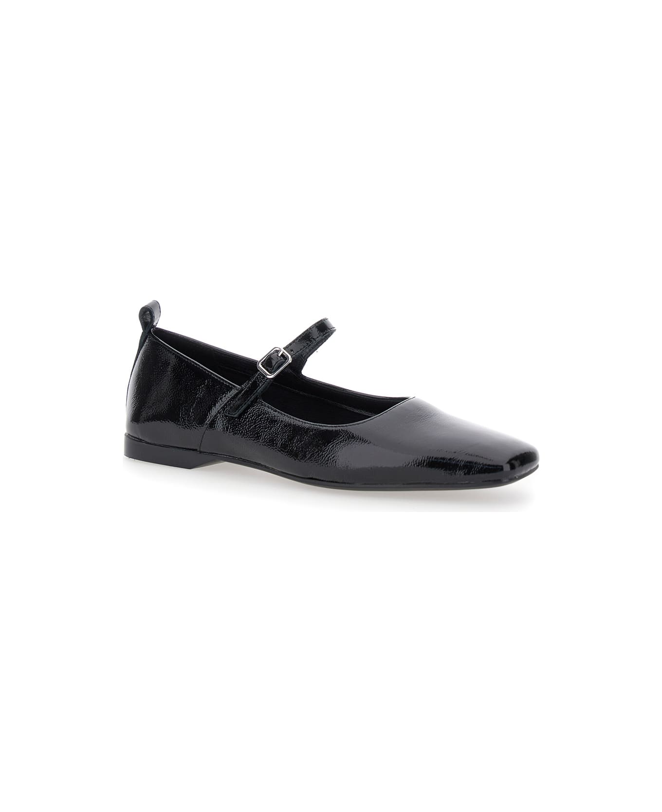 Vagabond 'delia' Black Ballerinas With Adjustable Strap In Shiny Leather Woman - Black