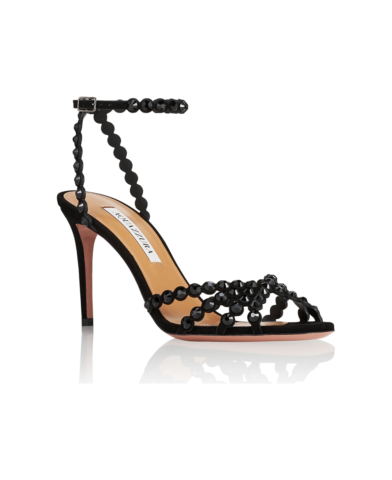 Aquazzura Tequila Embellished Open Toe Sandals - Black