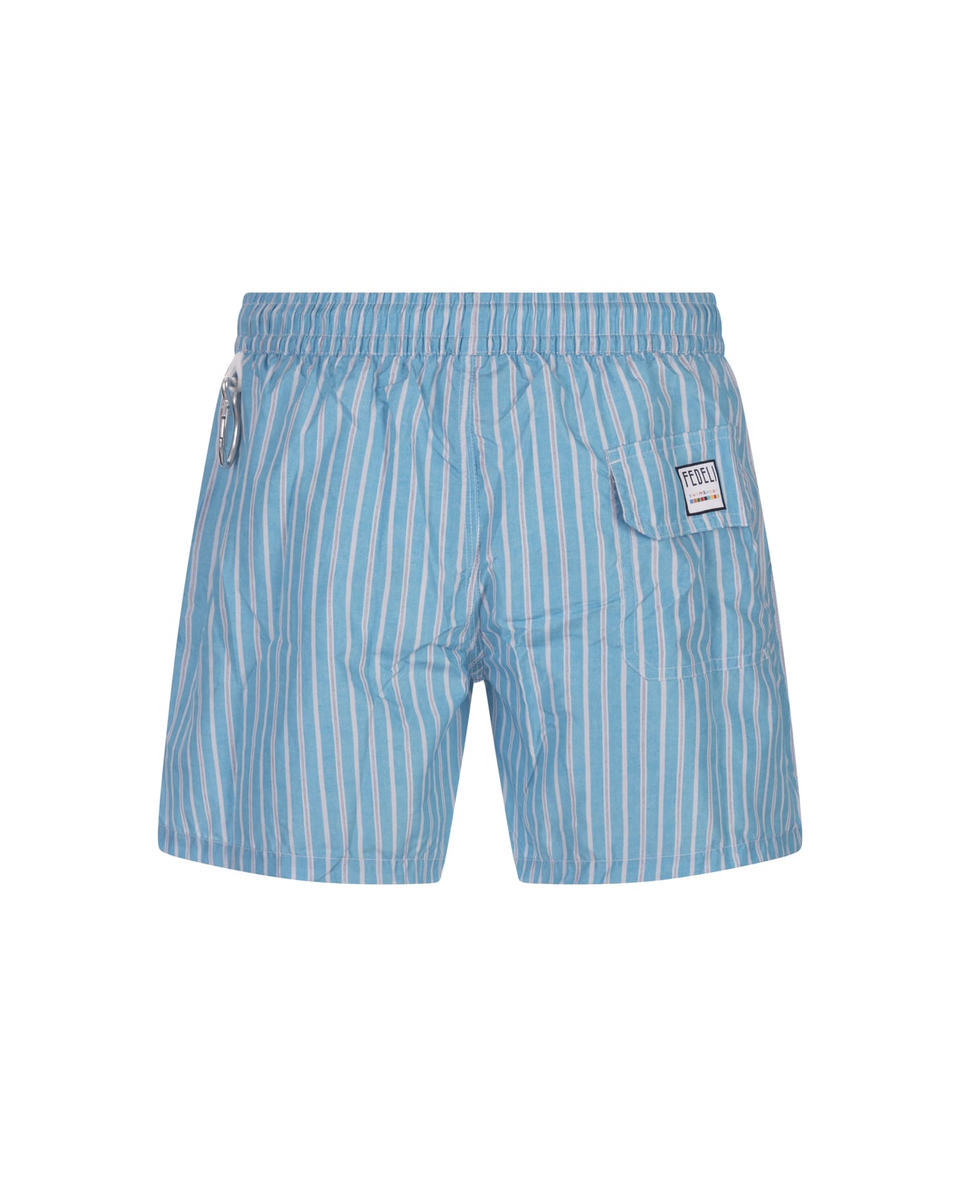 Fedeli Light Blue Striped Swim Shorts - Blue