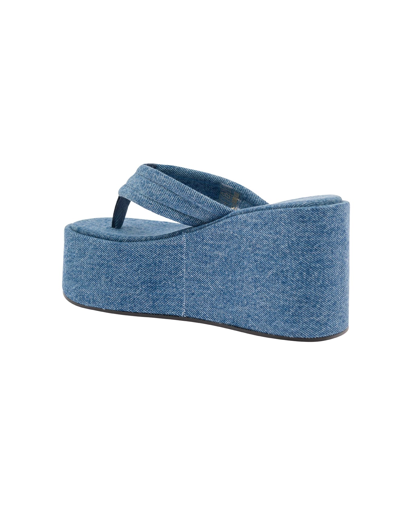 Coperni Light Blue Sandals With Wedge And Logo Patch In Denim Woman - Blu サンダル