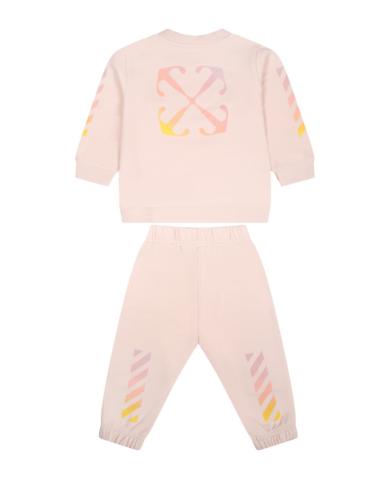 Off-White Pink Set For Baby Girl With Logo - Pink ボトムス