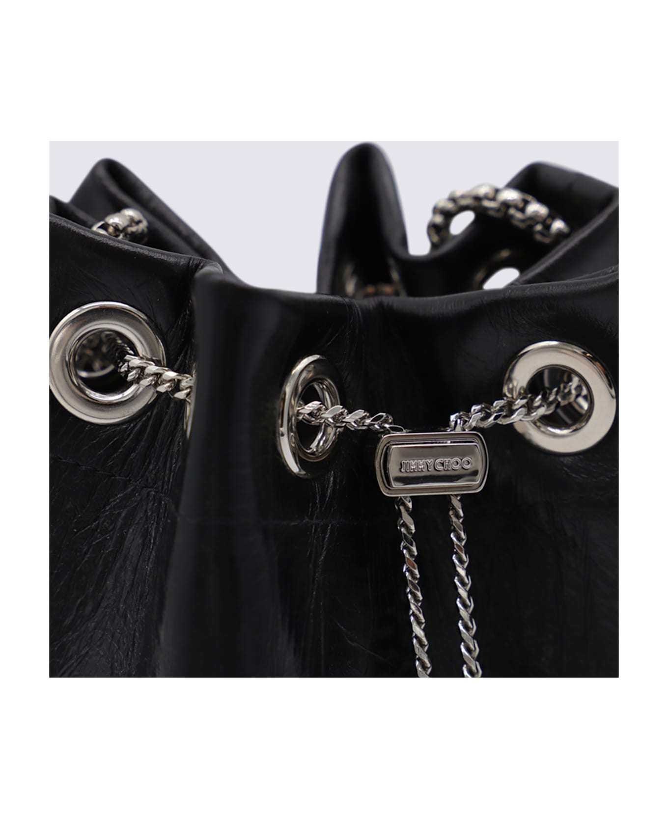 Jimmy Choo Black Leather Top Handle Bag - Black