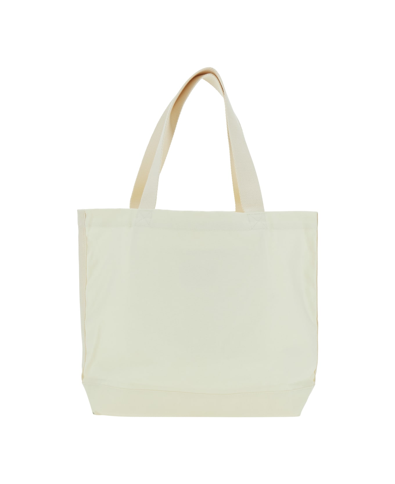 Maison Kitsuné White Shopper With Maxi Logo Lettering On The Front In Cotton Man - White