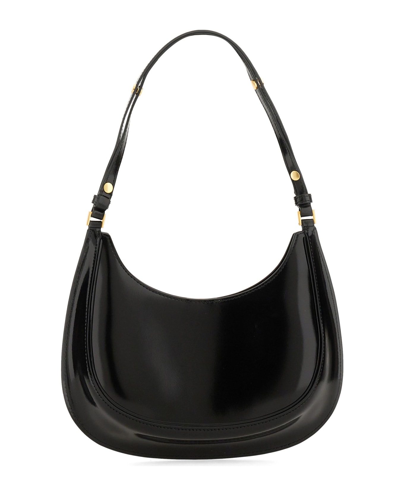 Tory Burch Robinson Brushed Leather Crescent Bag - Black