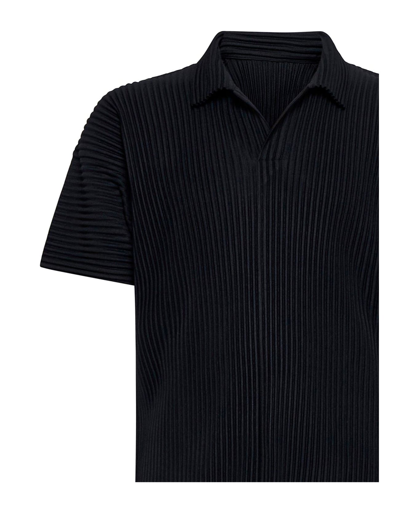 Homme Plissé Issey Miyake Pleated Polo Shirt - Black