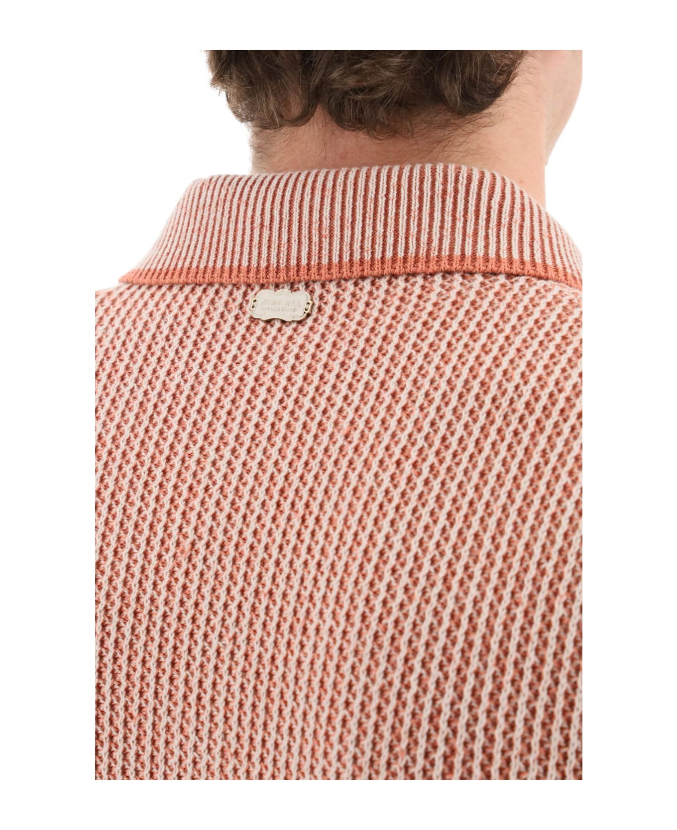 Agnona Short-sleeved Cotton Cachemire And Linen Cardigan - CORAL (White)