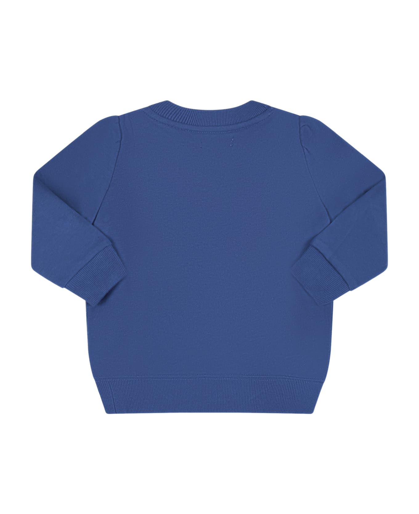 Ralph Lauren Blue Sweatshirt For Baby Girl With Polo Bear And White Logo - Blue