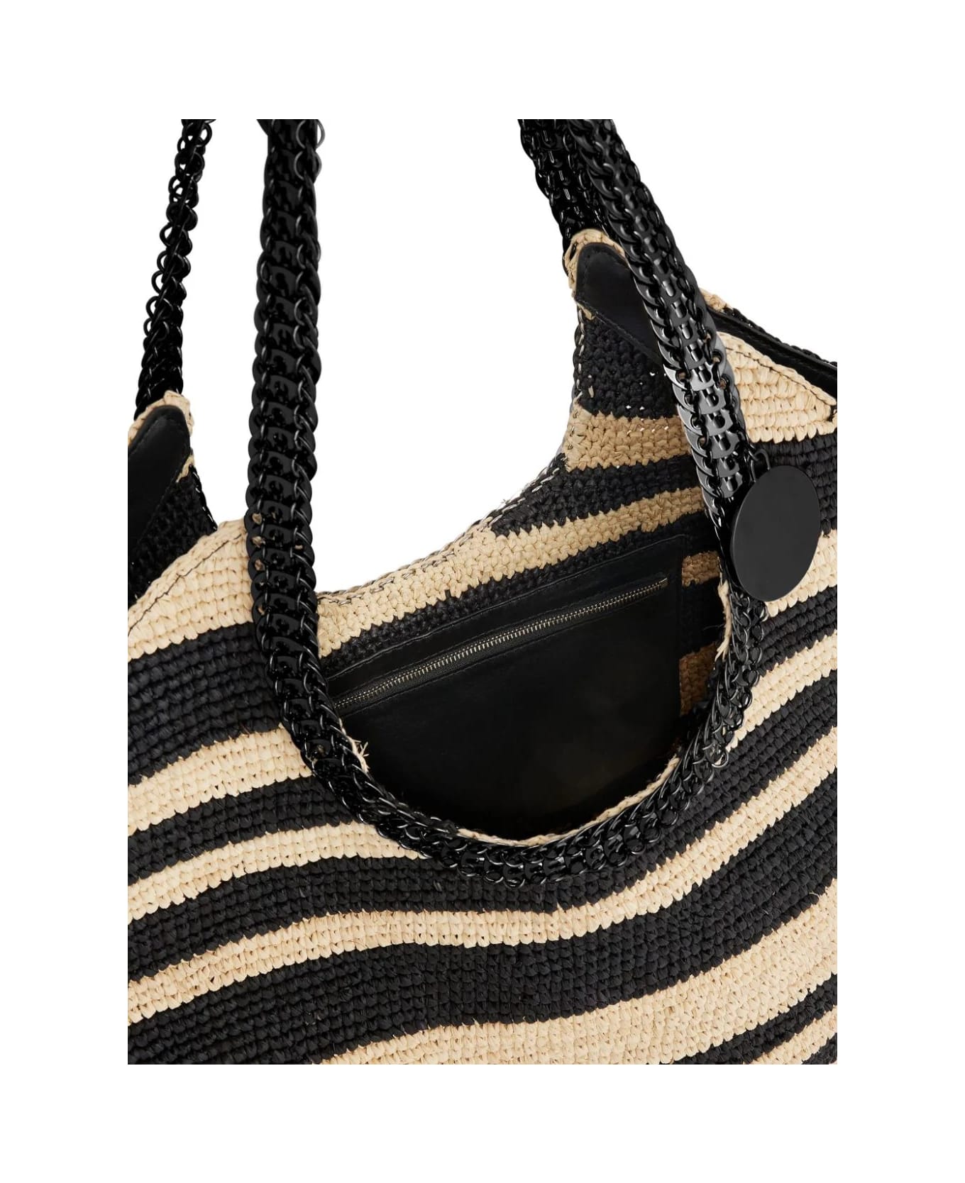 Paco Rabanne Striped Raffia Tote Bag With 1969 Discs Details - Brown トートバッグ