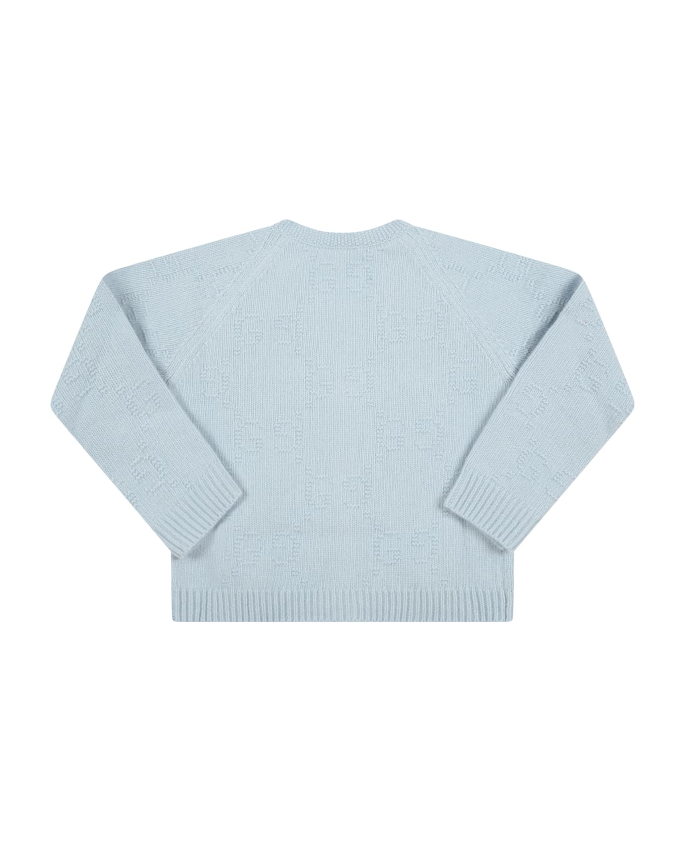 Gucci Light Blue Cardigan For Baby Kids With Double Gg - Light Blue
