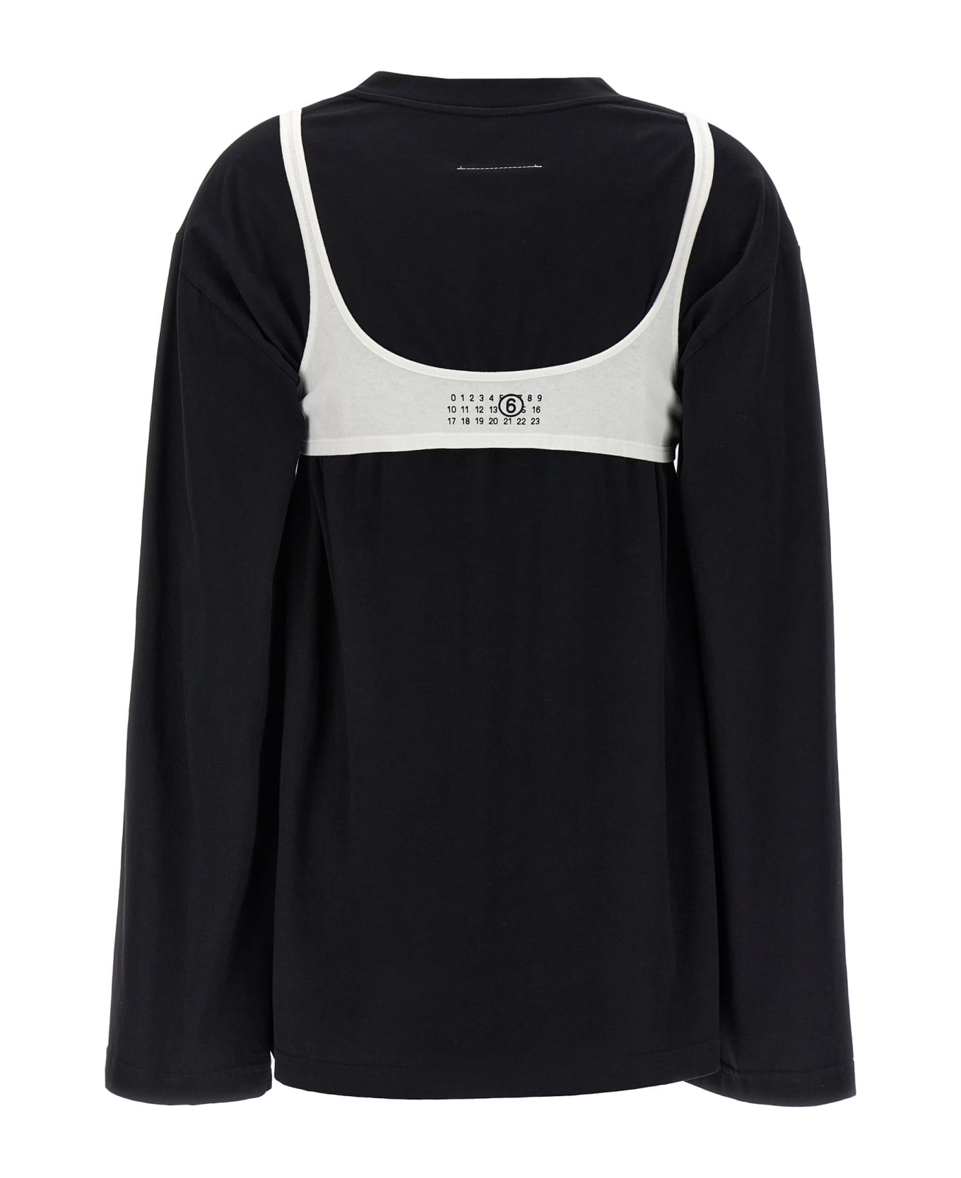 MM6 Maison Margiela Numbers-motif Long-sleeved T-shirt - BLACK/WHITE