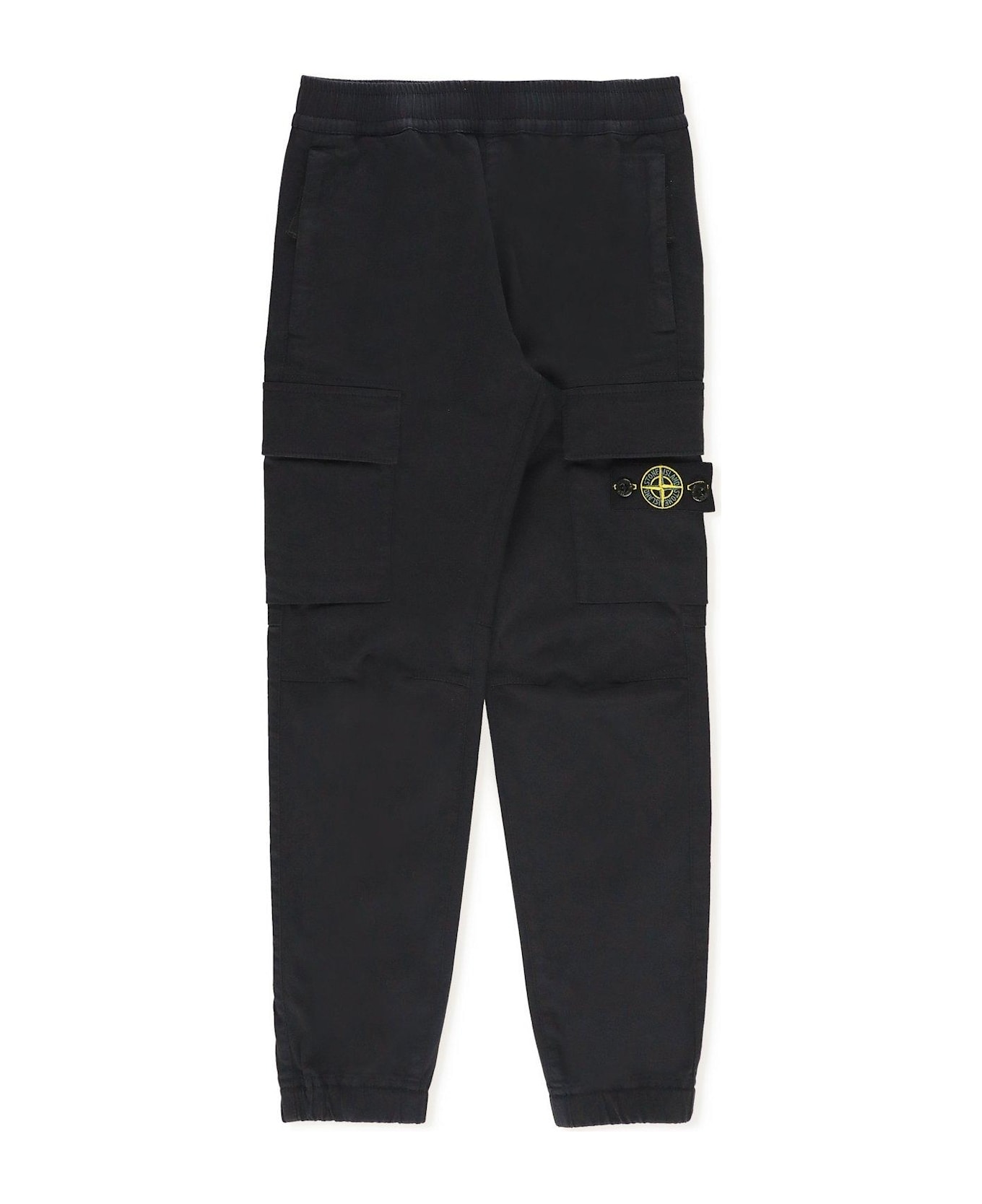 Stone Island Compass-badge Elasticated Waistband Trousers - BLACK