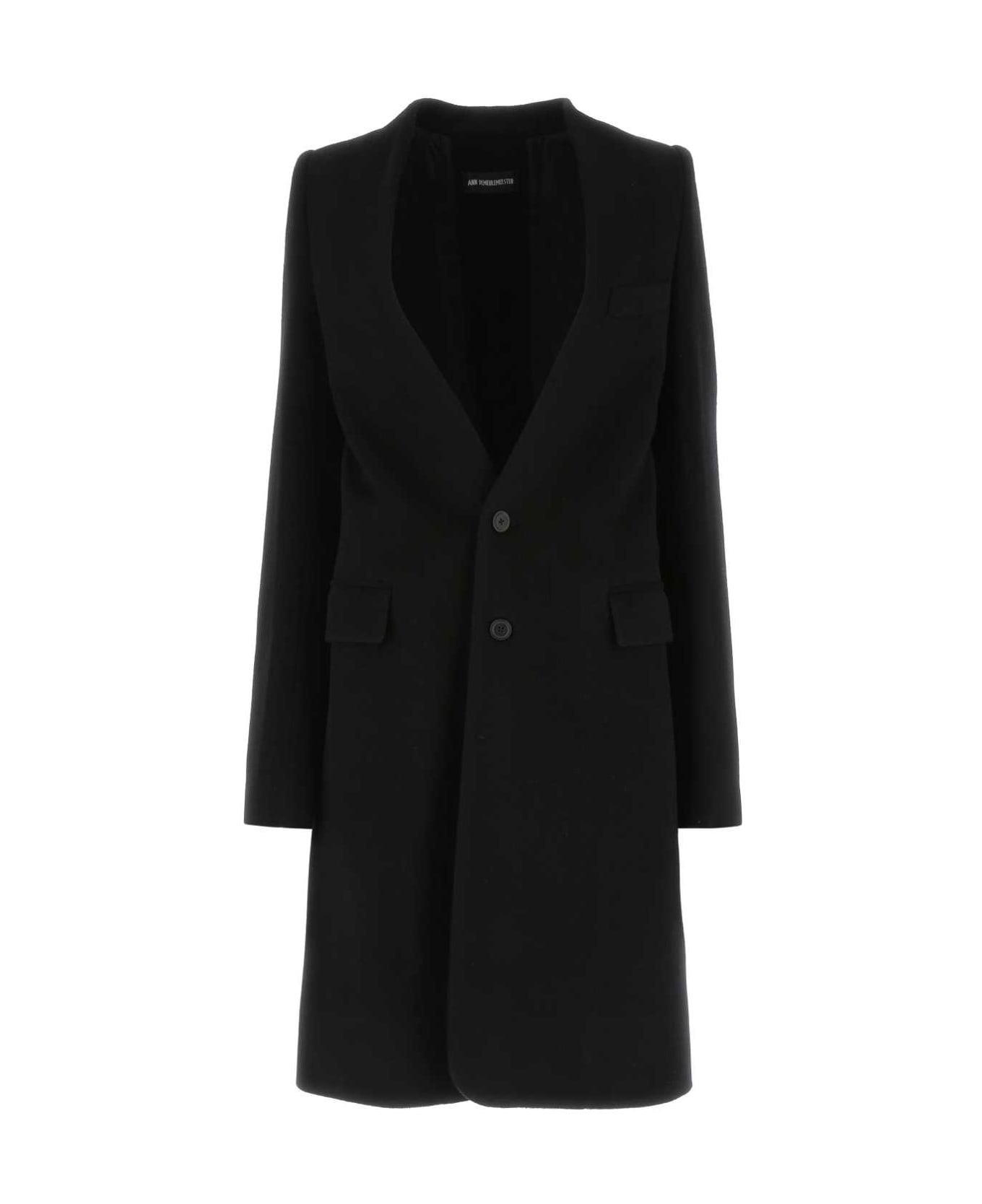 Ann Demeulemeester Black Wool Blend Celine Coat - 099