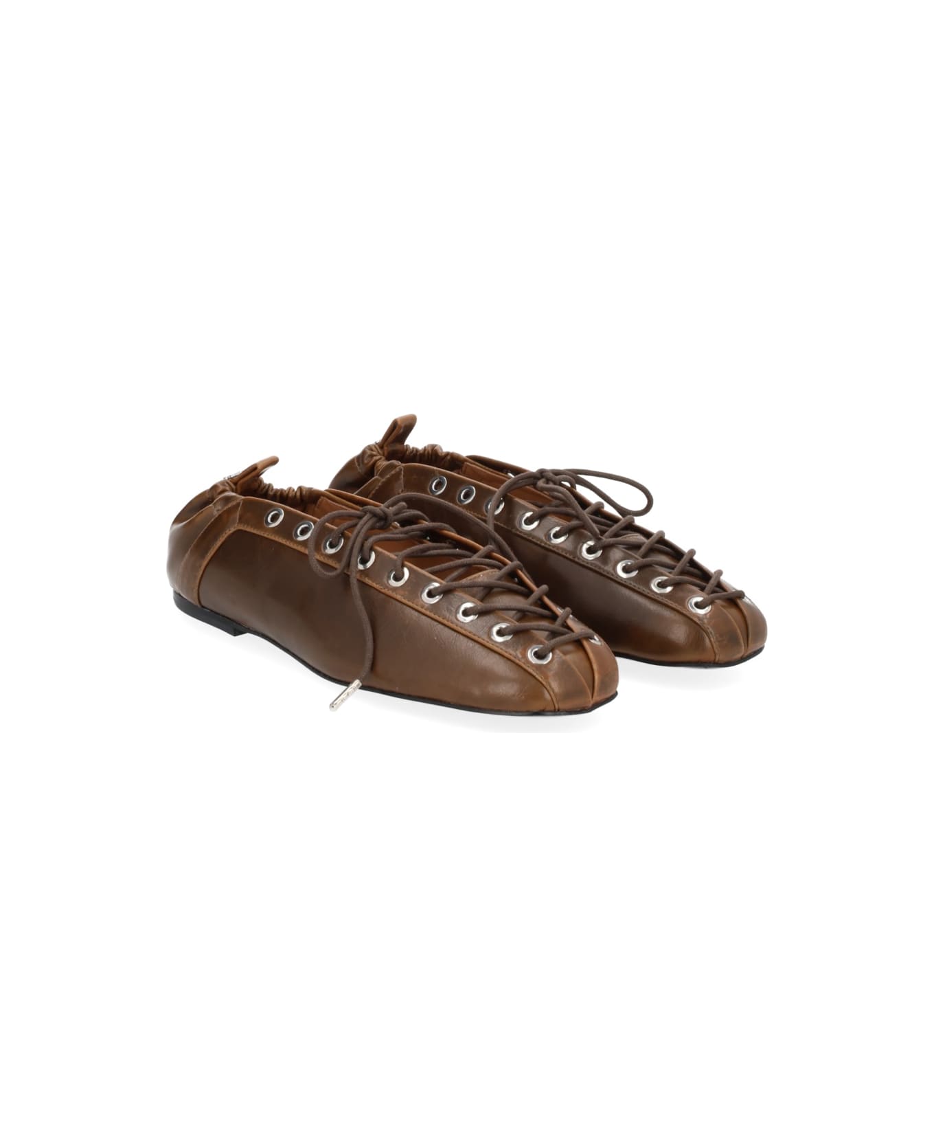 Ganni Ballerina With Laces - BROWN