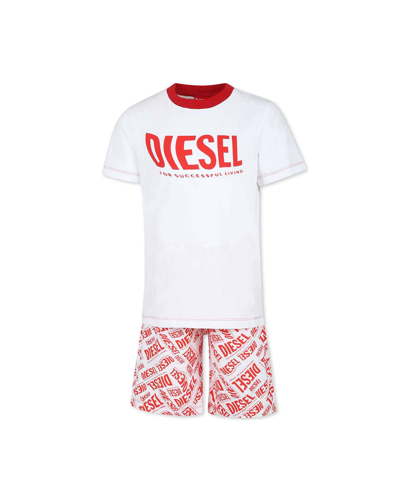 Diesel White Pajamas For Boy With Logo - White