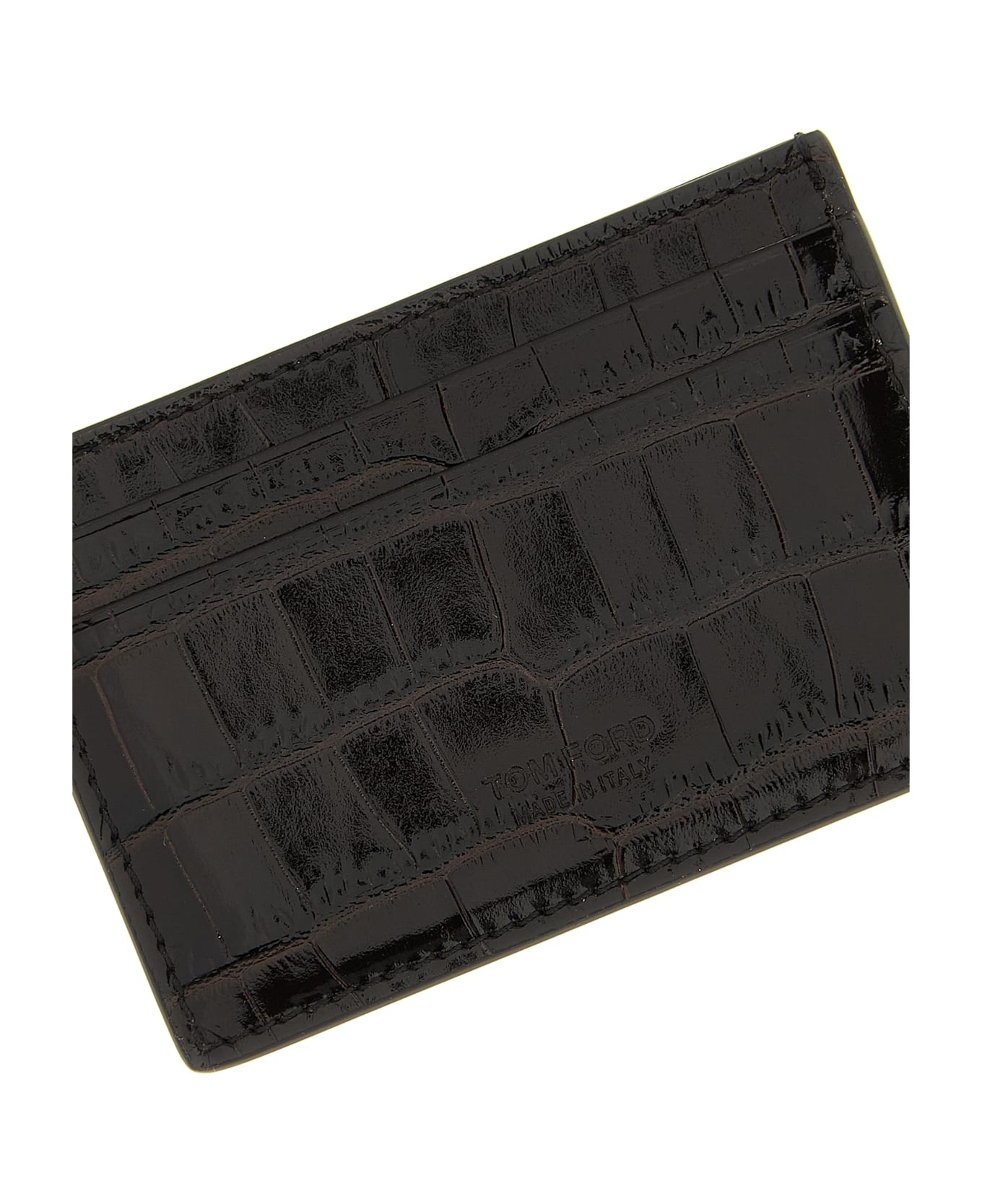 Tom Ford Crocodile Leather Card Holder - Brown