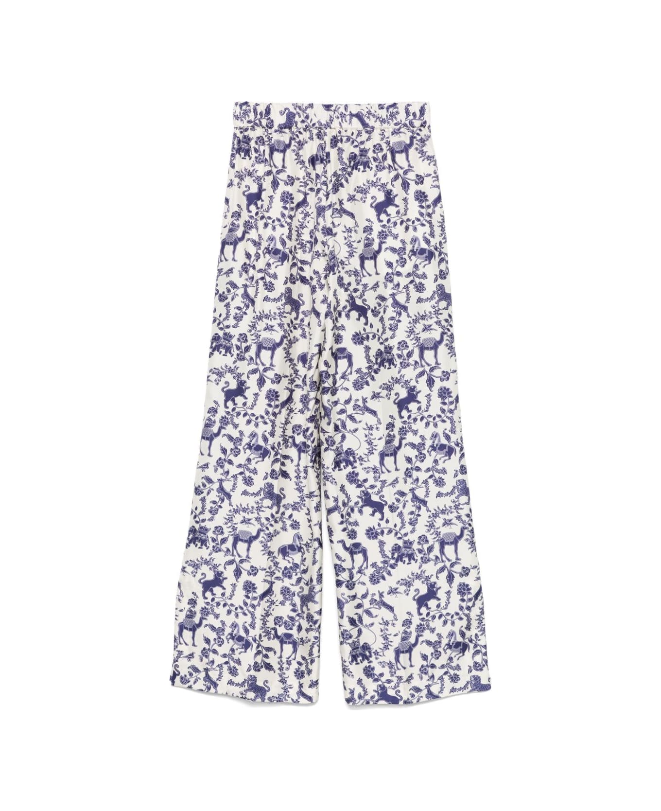 Alberto Biani Printed Silk Trousers - Beige