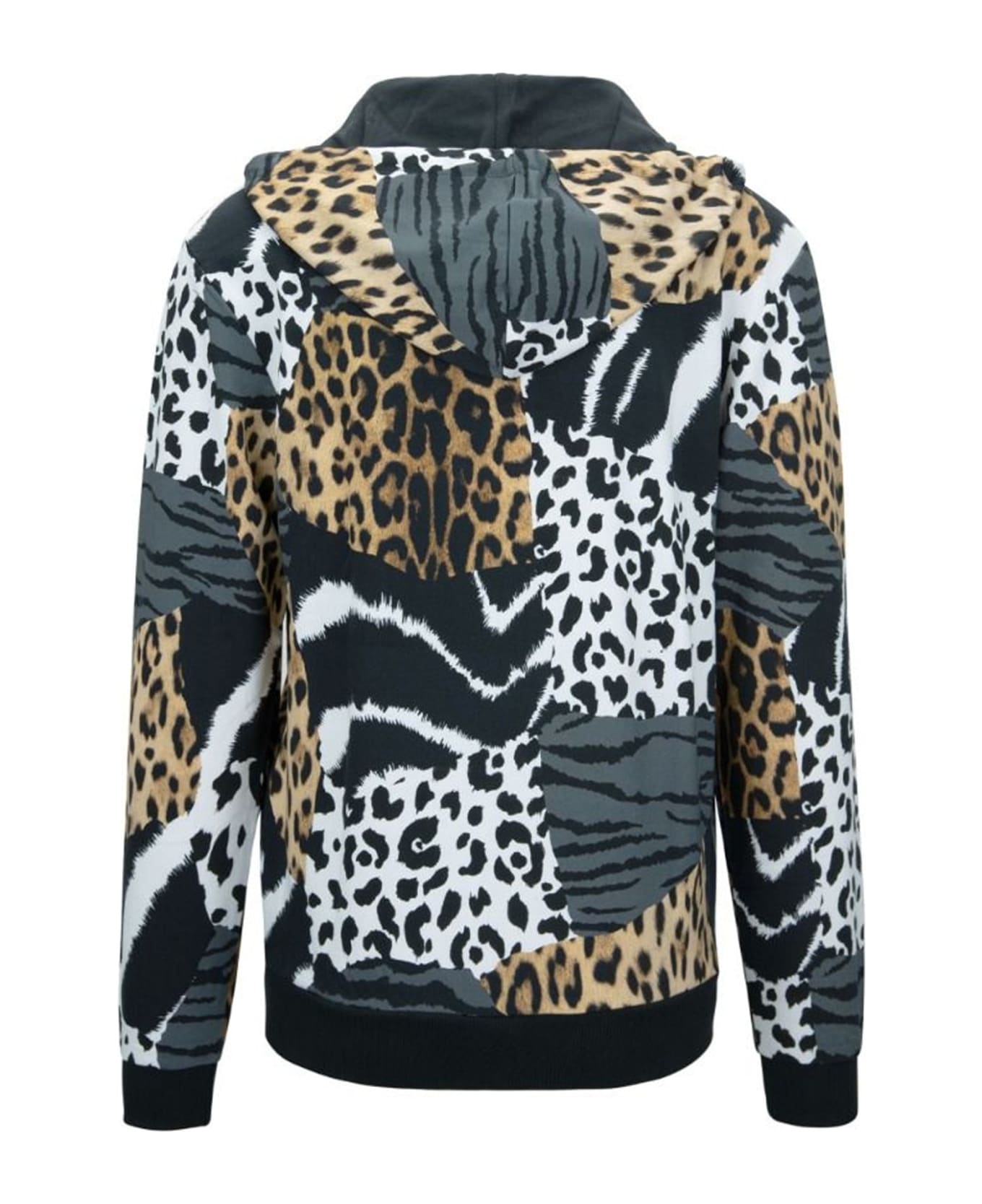 Moschino Swim Leopard Logo Hooded Sweatshirt - Black